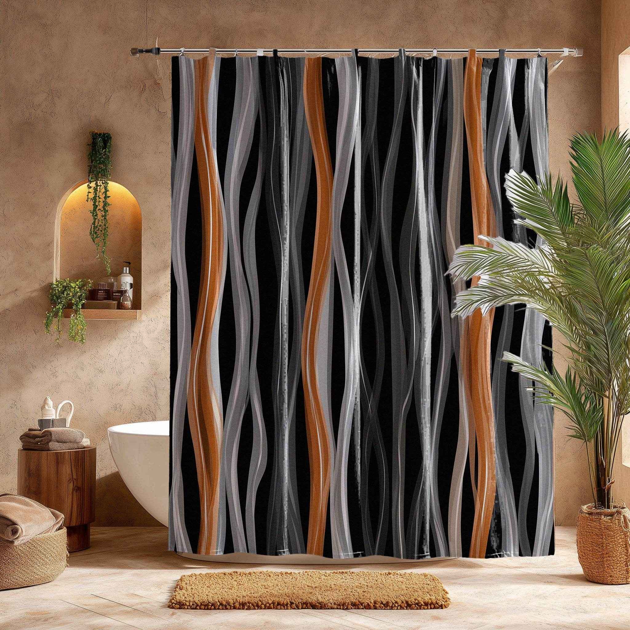 Stylish Abstract Shower Curtain | Modern Bathroom Decor, Trendy Home Accessory, Unique Gift Idea, Soft Wave Design, Bohemian Vibe