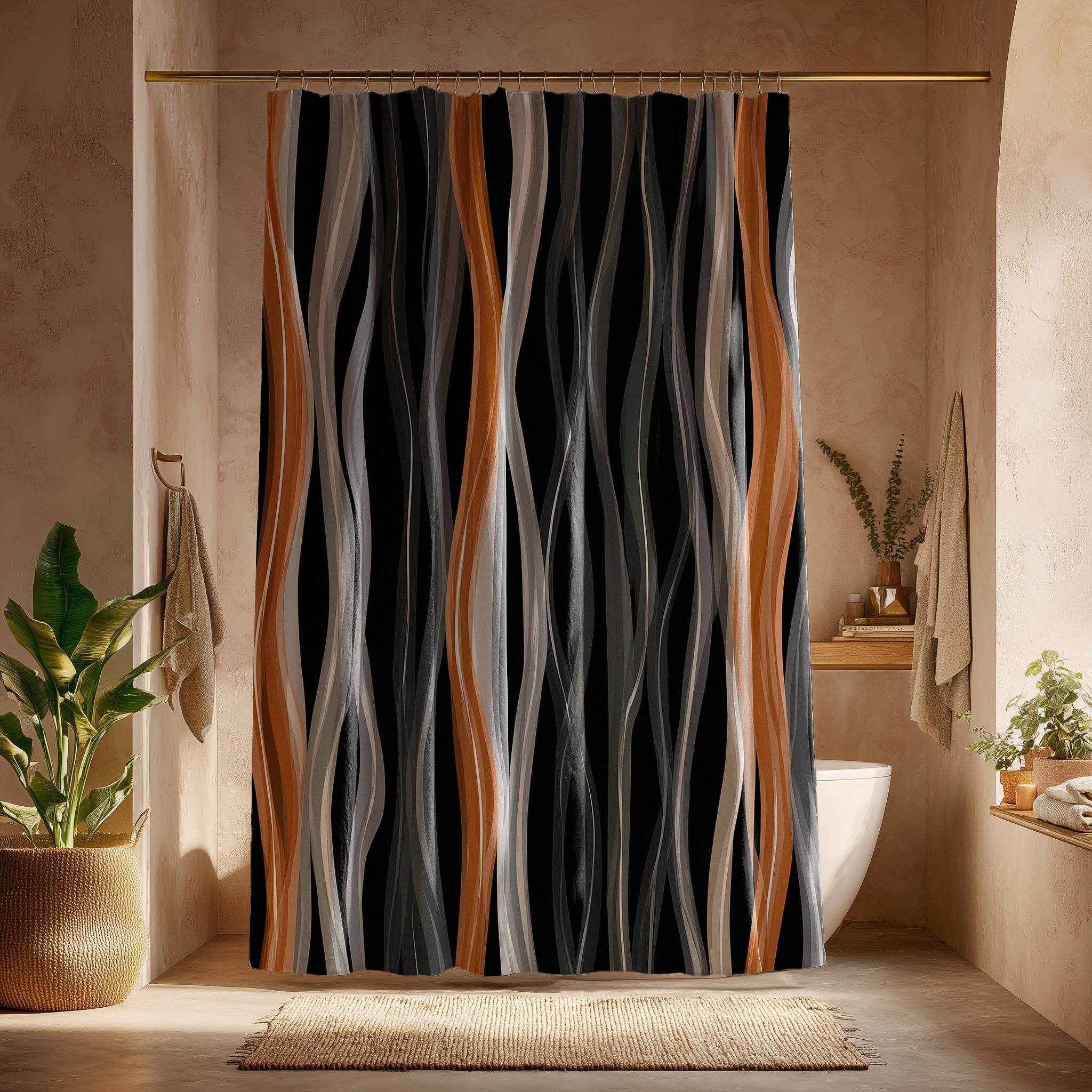Stylish Abstract Shower Curtain | Modern Bathroom Decor, Trendy Home Accessory, Unique Gift Idea, Soft Wave Design, Bohemian Vibe