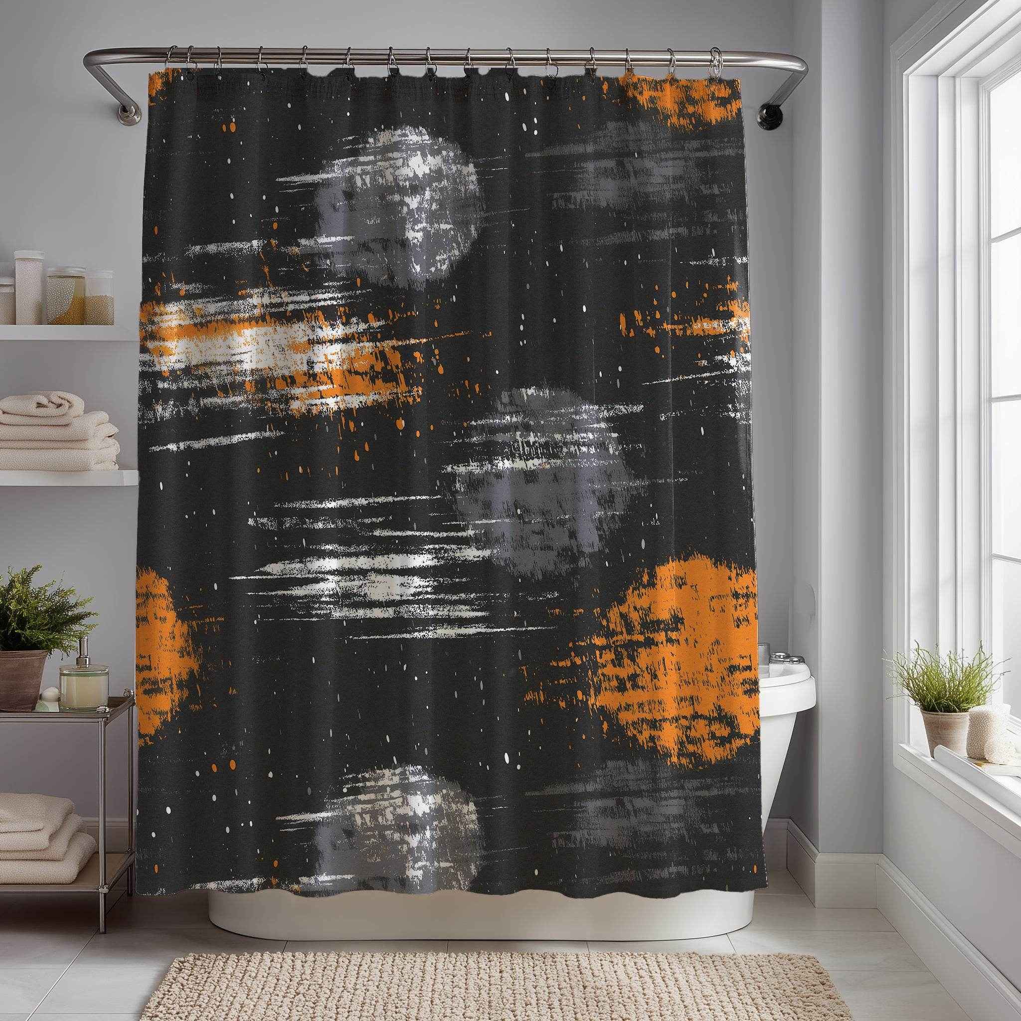 Modern Abstract Shower Curtains, Artistic Bathroom Decor, Space Theme Home Art, Unique Gift for Astronaut Lovers, Cosmic Print