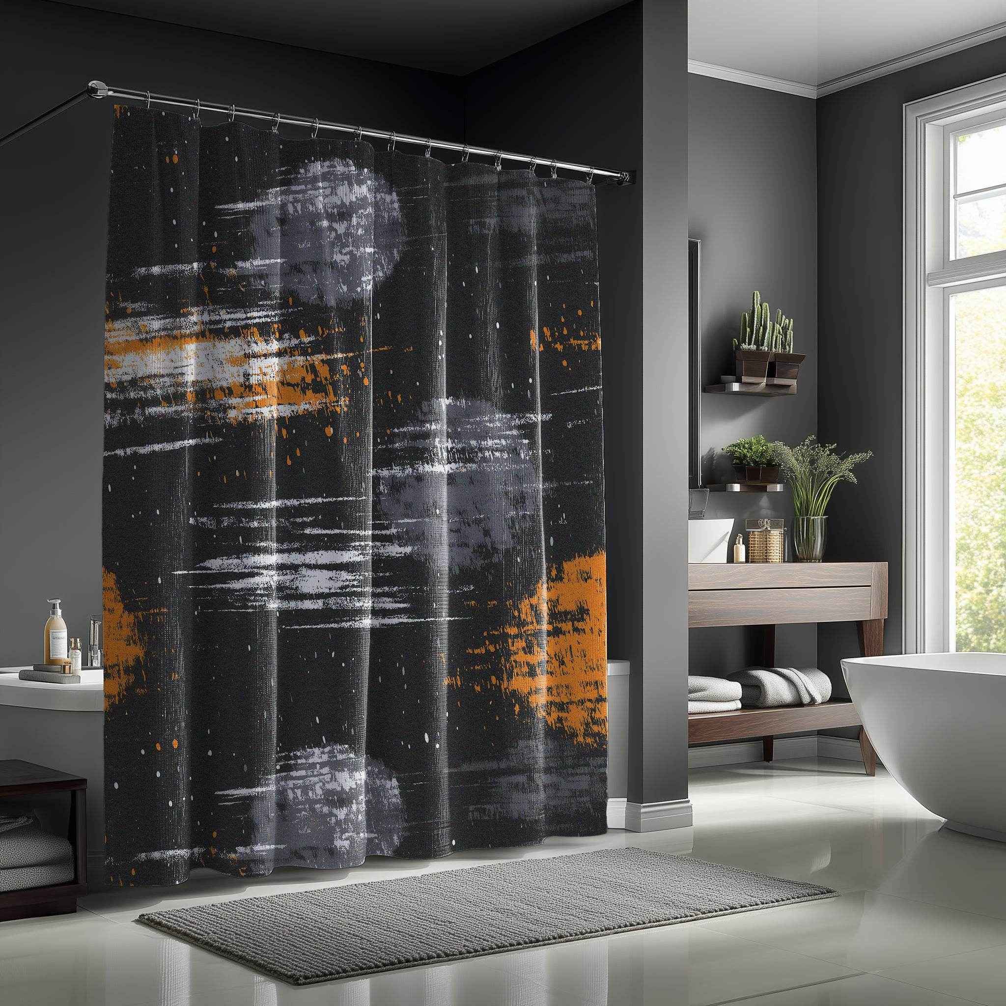 Modern Abstract Shower Curtains, Artistic Bathroom Decor, Space Theme Home Art, Unique Gift for Astronaut Lovers, Cosmic Print