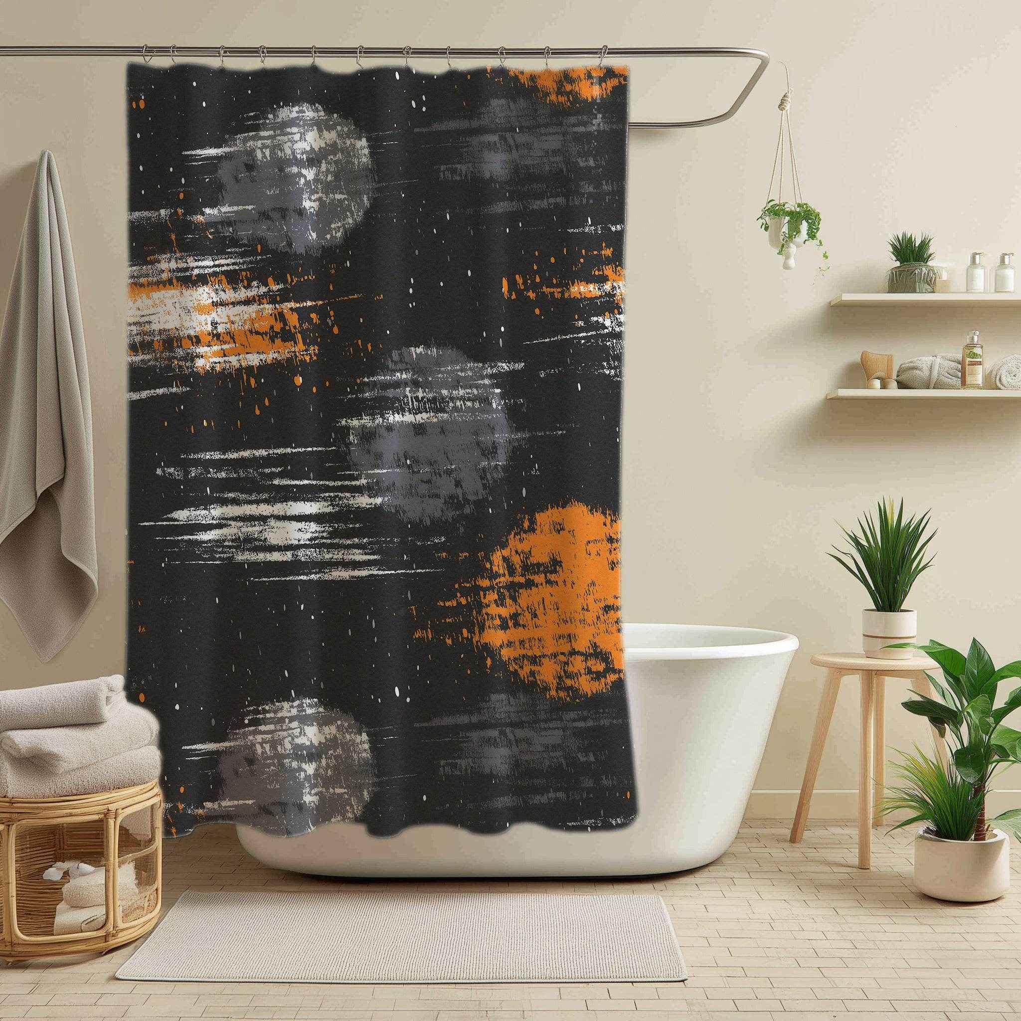 Modern Abstract Shower Curtains, Artistic Bathroom Decor, Space Theme Home Art, Unique Gift for Astronaut Lovers, Cosmic Print