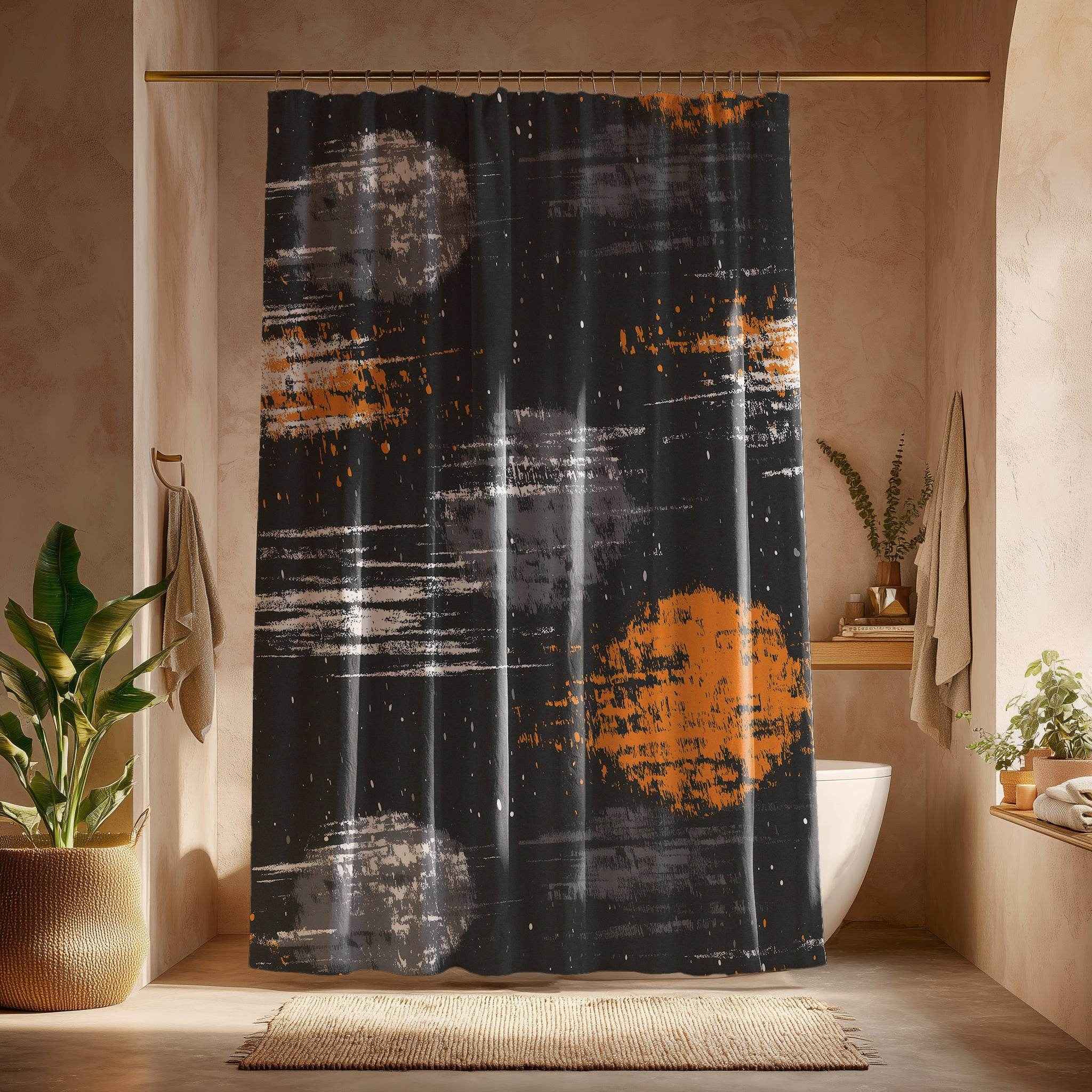 Modern Abstract Shower Curtains, Artistic Bathroom Decor, Space Theme Home Art, Unique Gift for Astronaut Lovers, Cosmic Print