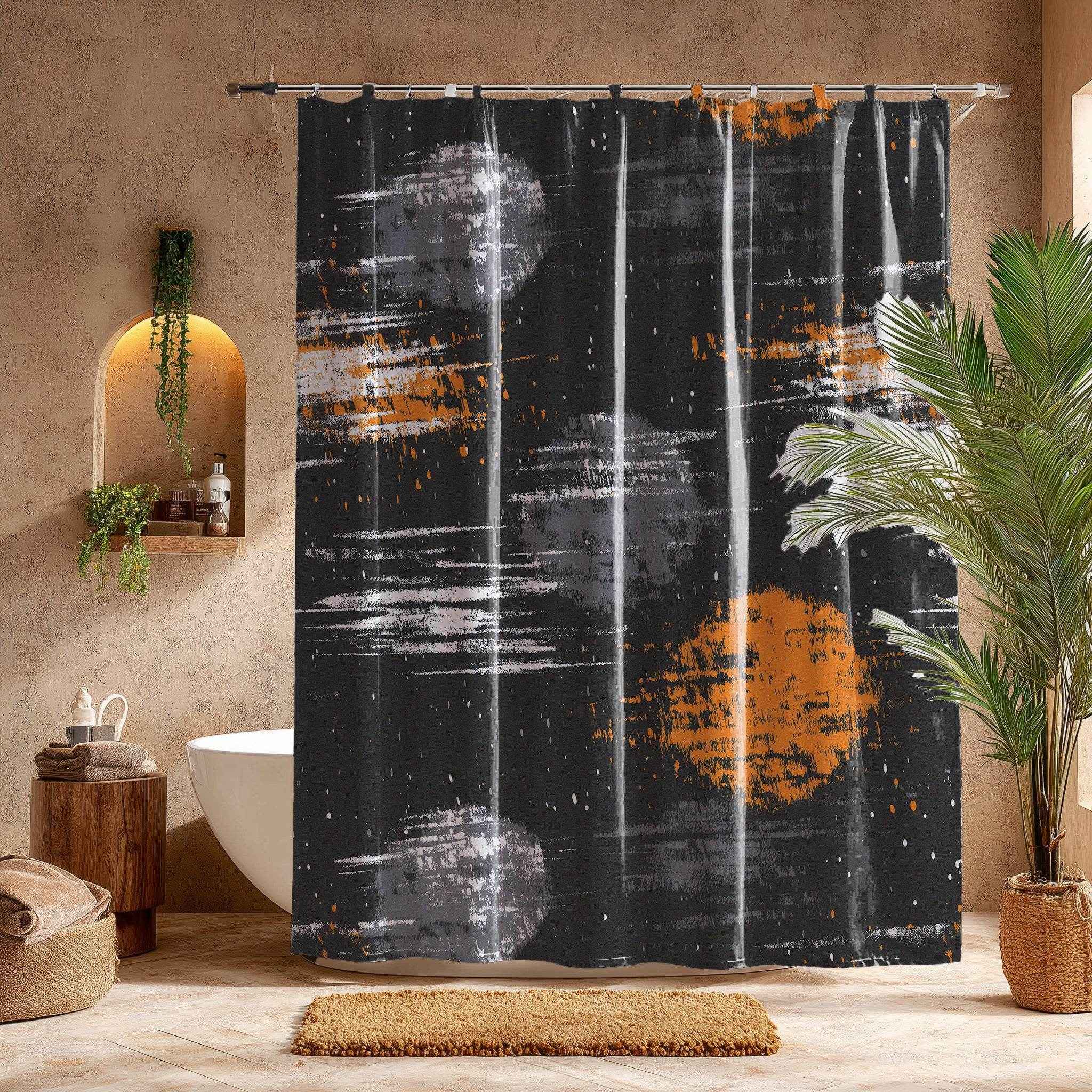 Modern Abstract Shower Curtains, Artistic Bathroom Decor, Space Theme Home Art, Unique Gift for Astronaut Lovers, Cosmic Print