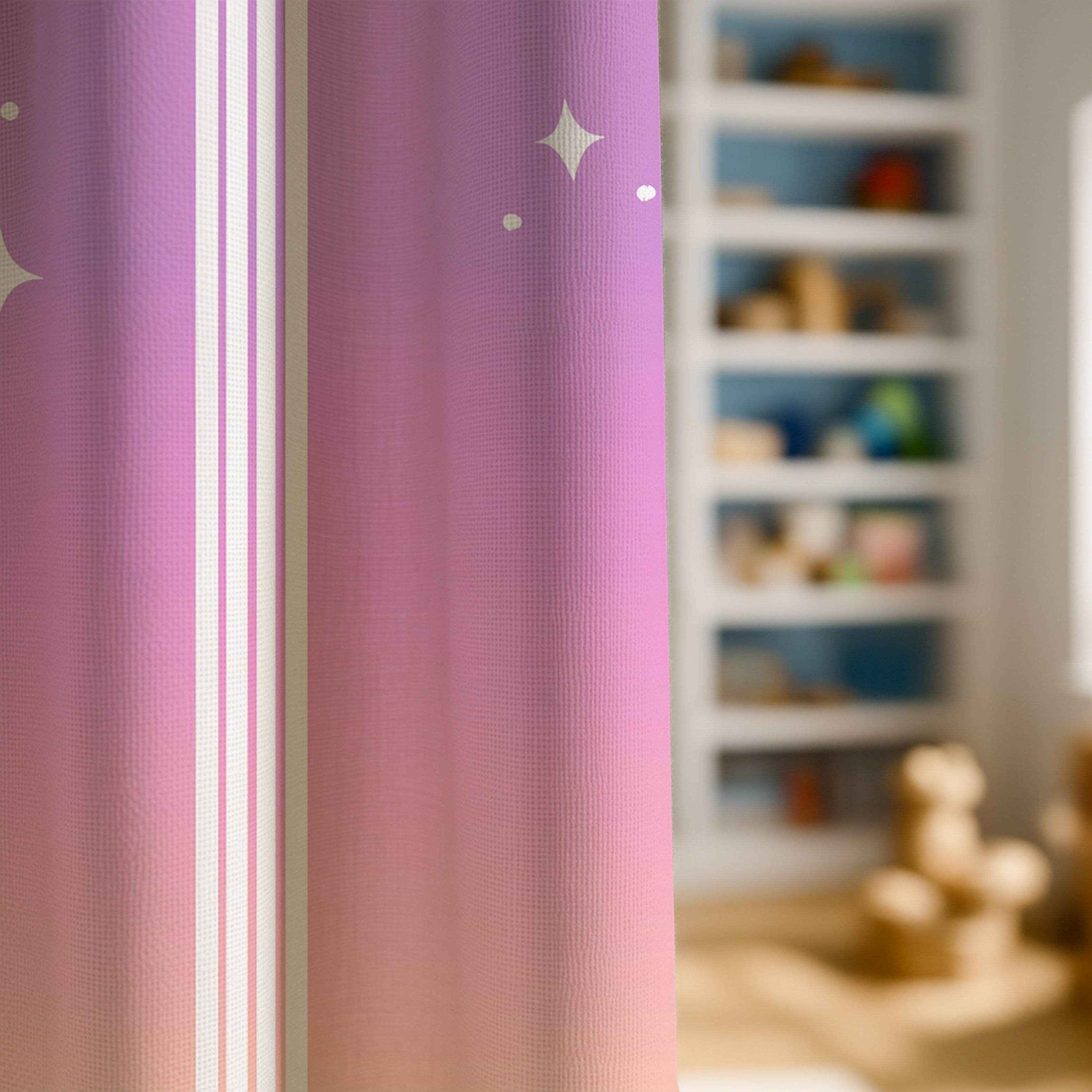 Dreamy Space-Themed Window Curtain, Celestial Decor, Pastel Drapes, Home Aesthetic, Starry Night Curtain