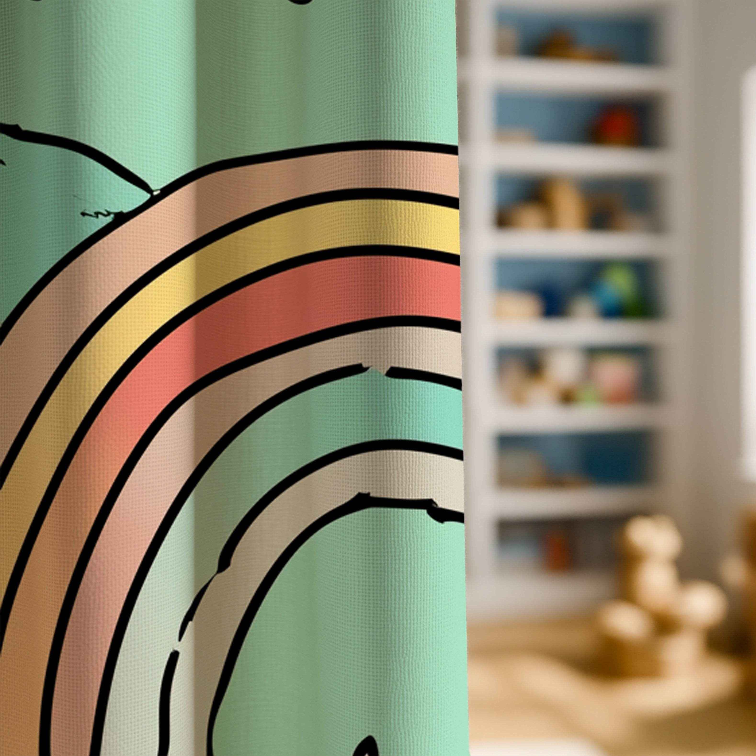 Whimsical Cat Rainbow Curtain, Playful Home Decor, Kids Room Accessories, Window Treatment, Colorful Nursery Curtain
