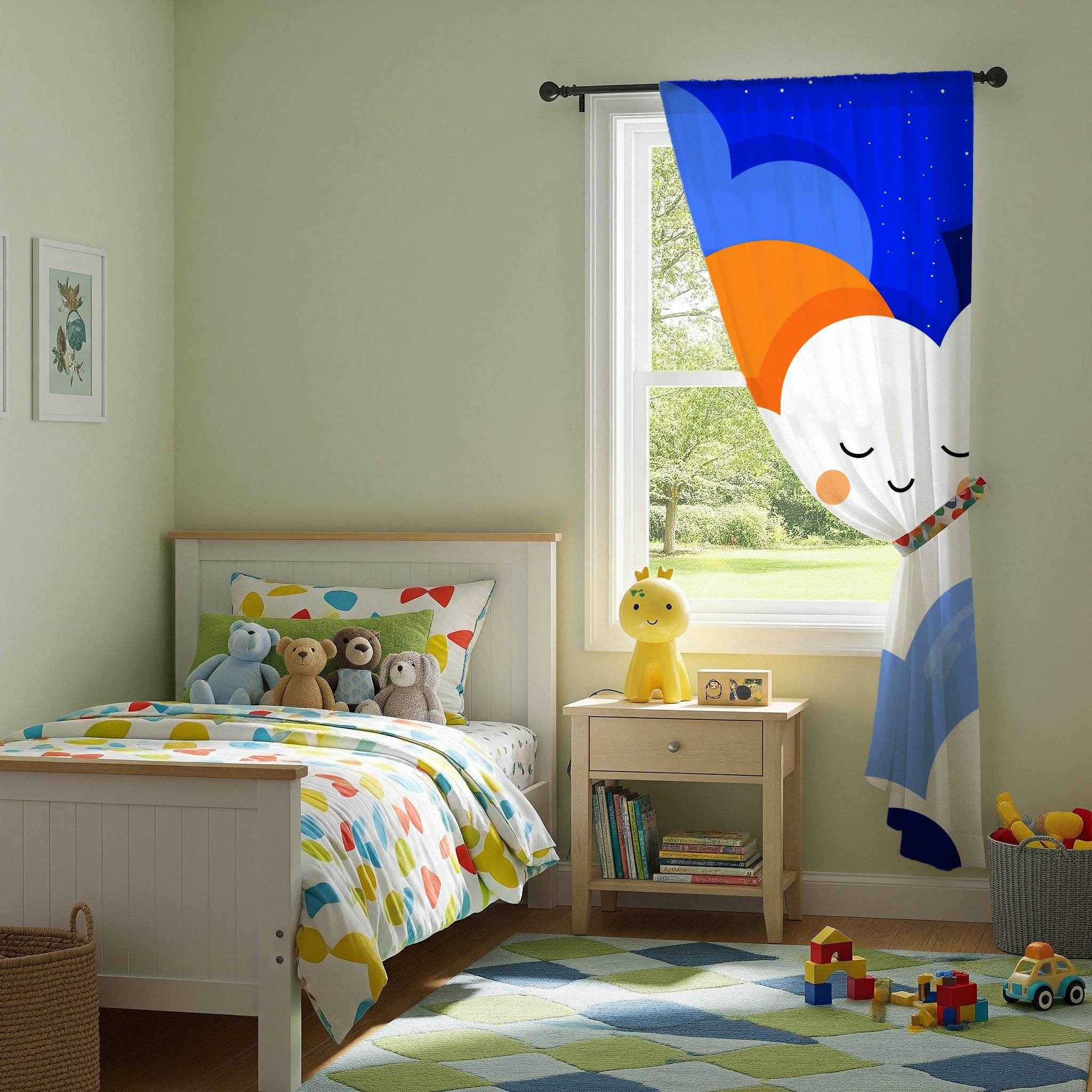 Whimsical Cloud Window Curtain, Kids Room Decor, Nursery Drapes, Playroom Curtains, Modern Home Accent