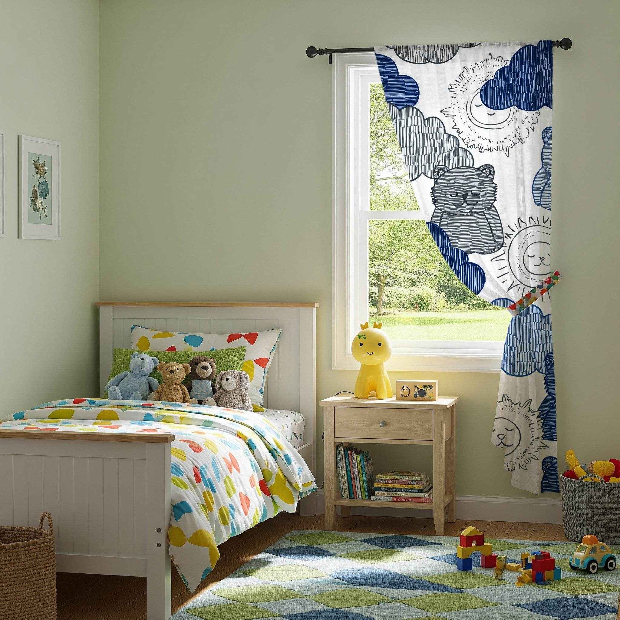 Whimsical Animal Window Curtain - Cozy, Children's Room Décor, Nursery Curtains, Nature-Themed Home Accessories, Gift for New Parents