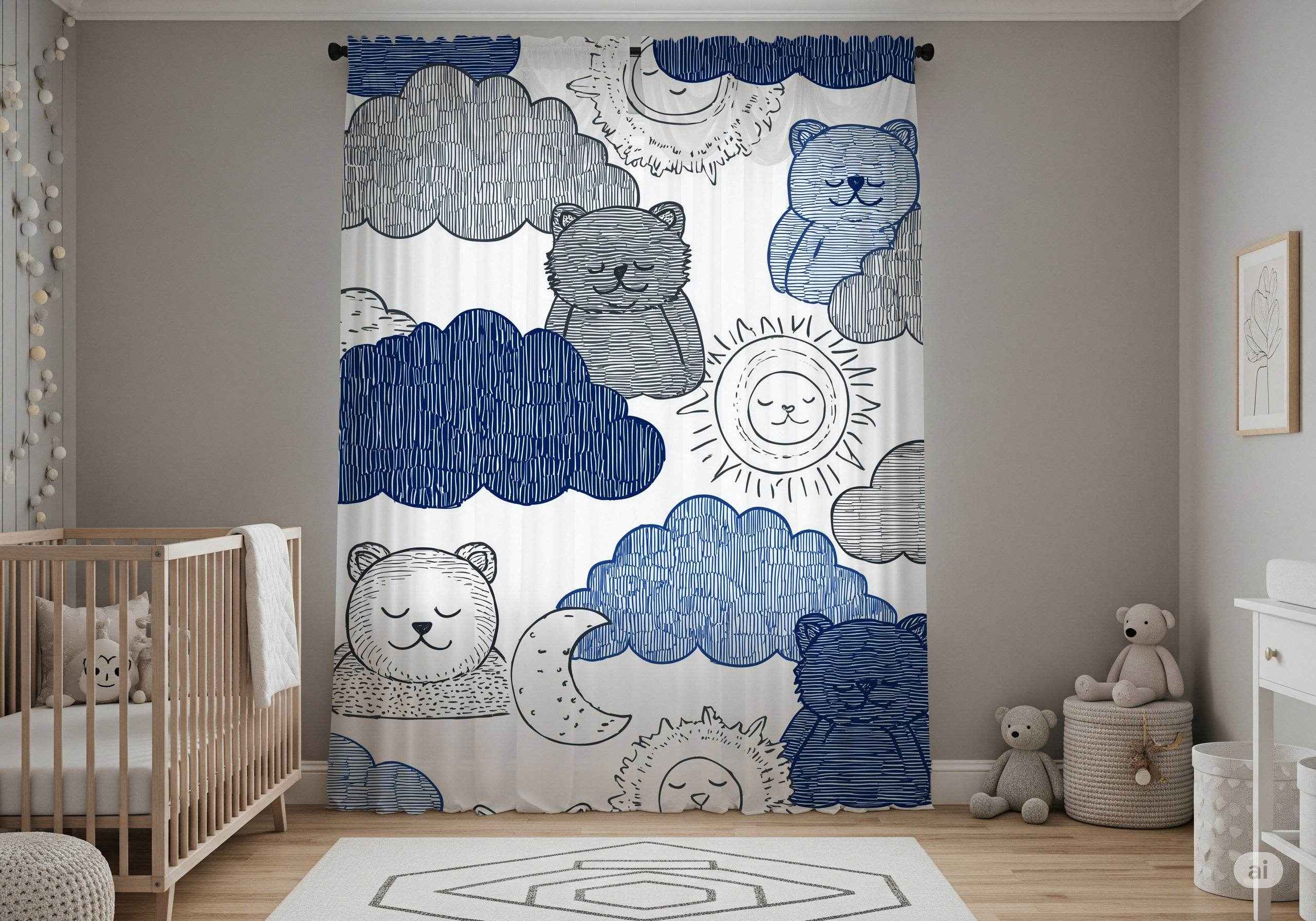 Whimsical Animal Window Curtain - Cozy, Children's Room Décor, Nursery Curtains, Nature-Themed Home Accessories, Gift for New Parents