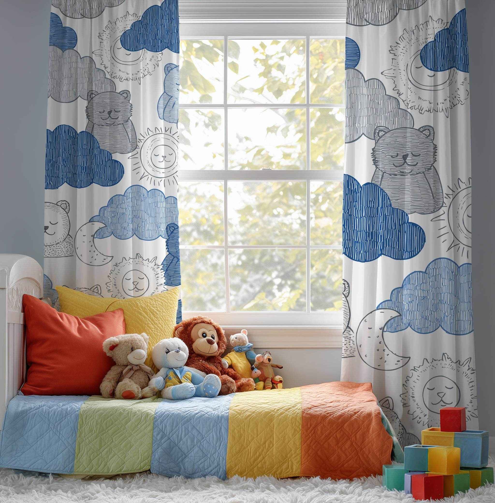 Whimsical Animal Window Curtain - Cozy, Children's Room Décor, Nursery Curtains, Nature-Themed Home Accessories, Gift for New Parents