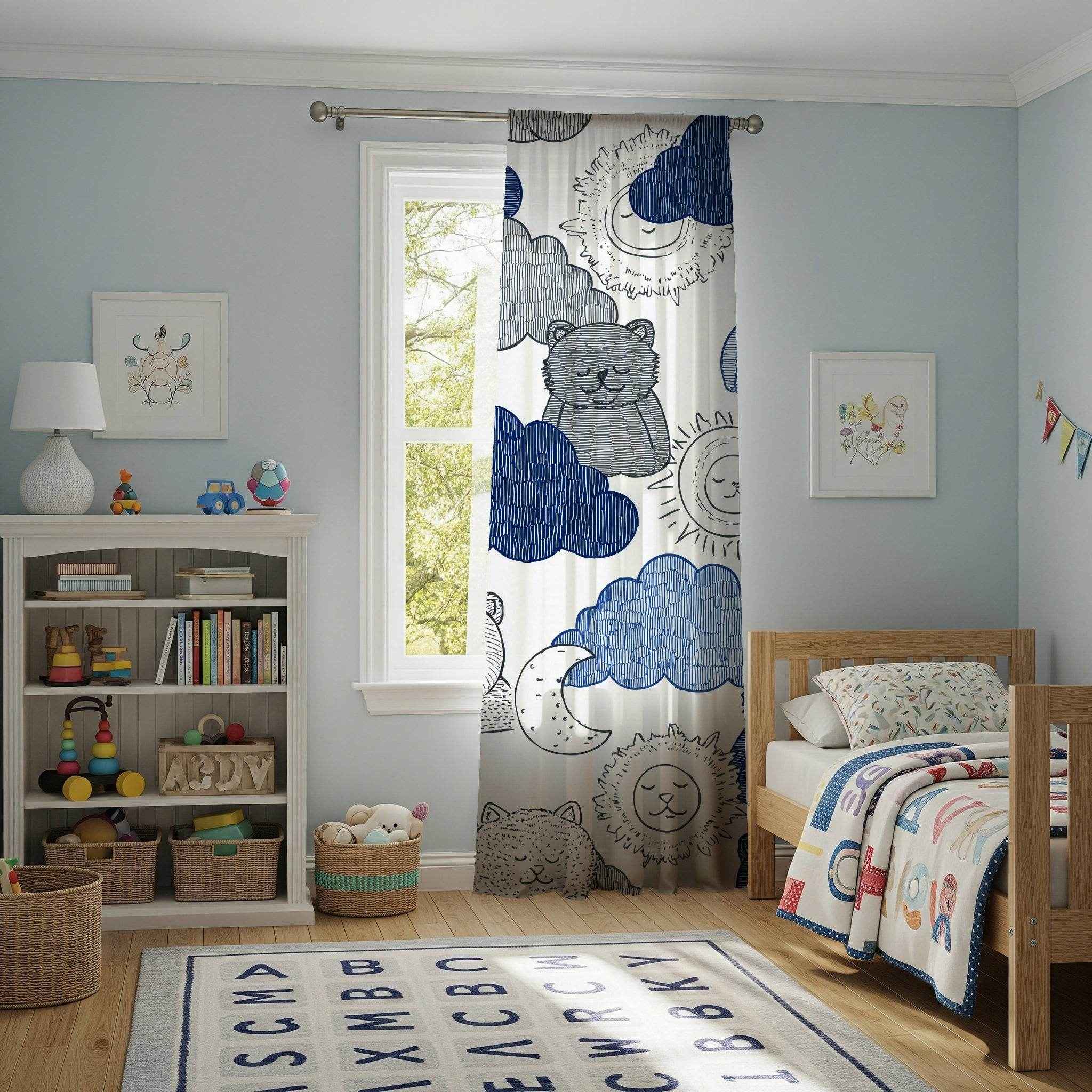 Whimsical Animal Window Curtain - Cozy, Children's Room Décor, Nursery Curtains, Nature-Themed Home Accessories, Gift for New Parents