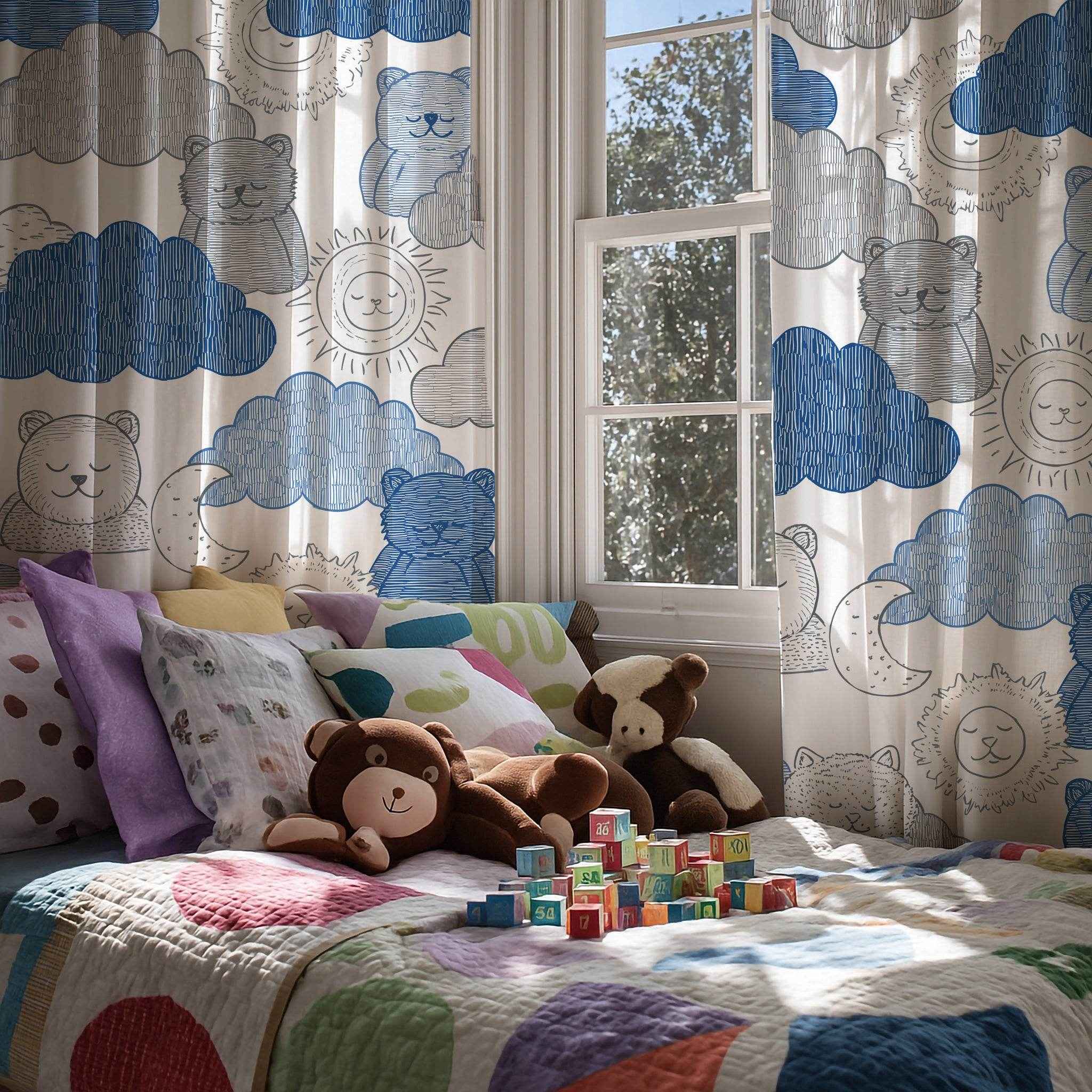 Whimsical Animal Window Curtain - Cozy, Children's Room Décor, Nursery Curtains, Nature-Themed Home Accessories, Gift for New Parents