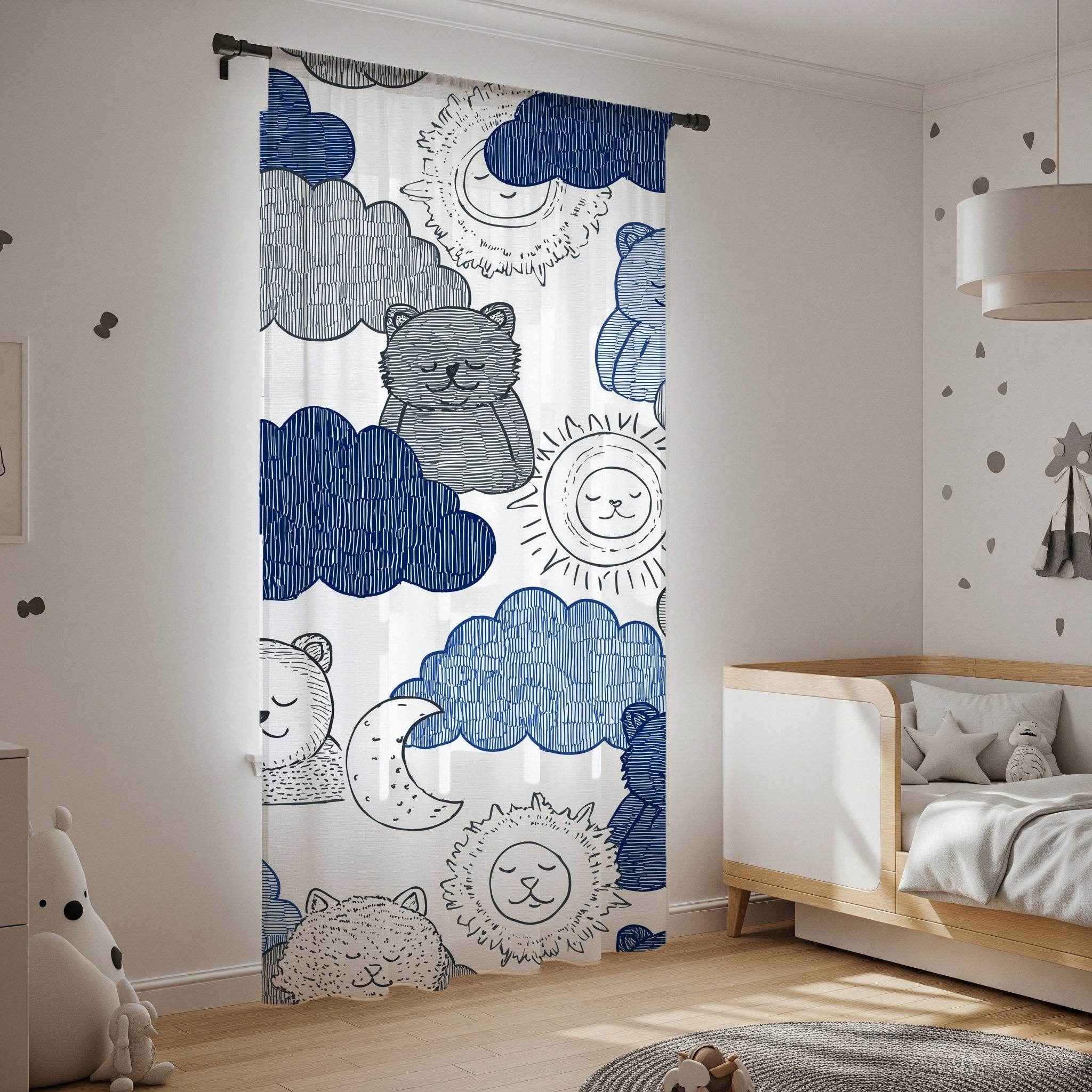 Whimsical Animal Window Curtain - Cozy, Children's Room Décor, Nursery Curtains, Nature-Themed Home Accessories, Gift for New Parents