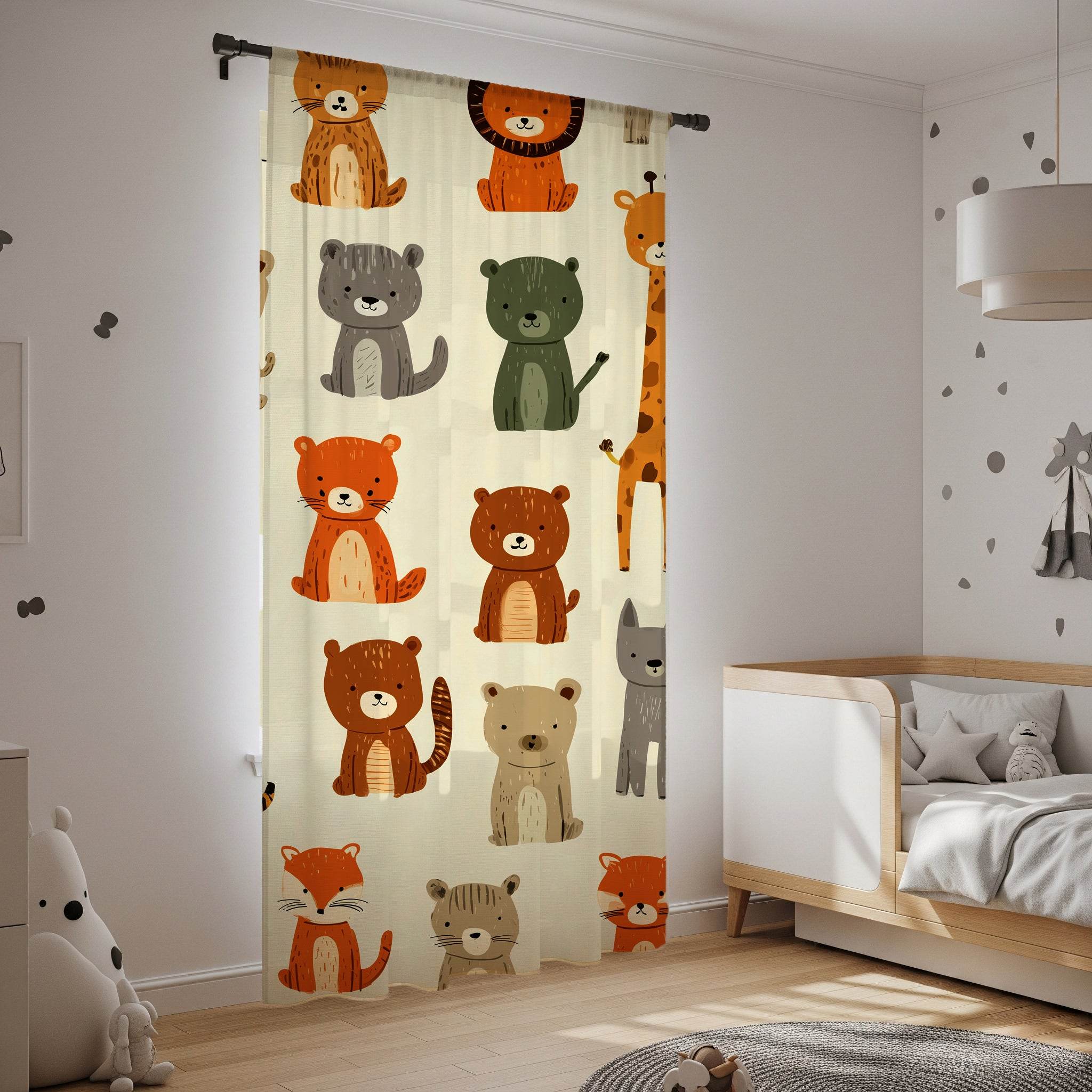 Playful Animal Pattern Window Curtain, Kids Room Decor, Nursery Curtains, Cute Drapes, Child-Friendly Window Treatment - Home Decor -