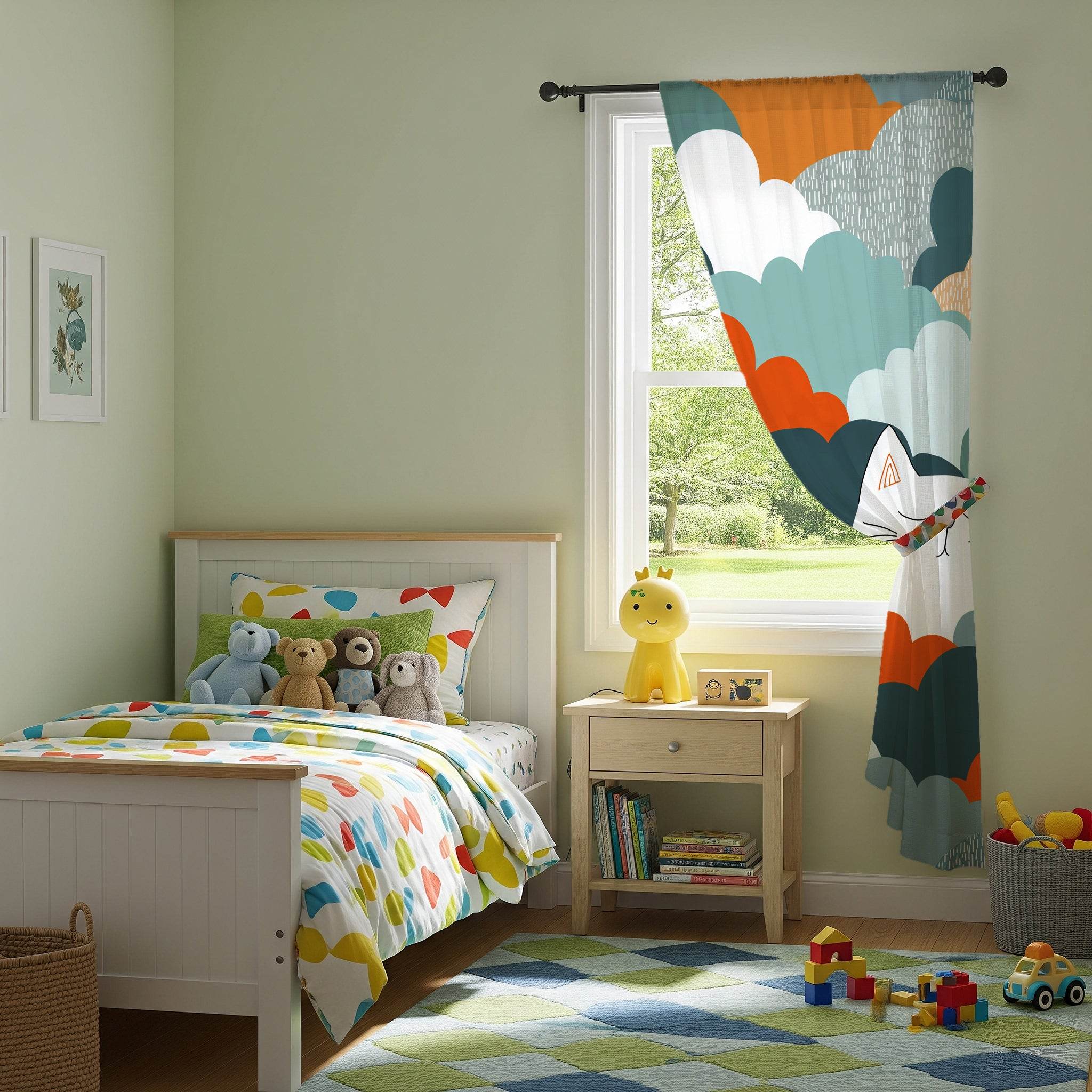 Cozy Cat Clouds Window Curtain, Soft Home Decor, Feline Lovers, Living Room, Nursery, Cat Themed, Light Filter, Unique Home Gift - Home Decor -