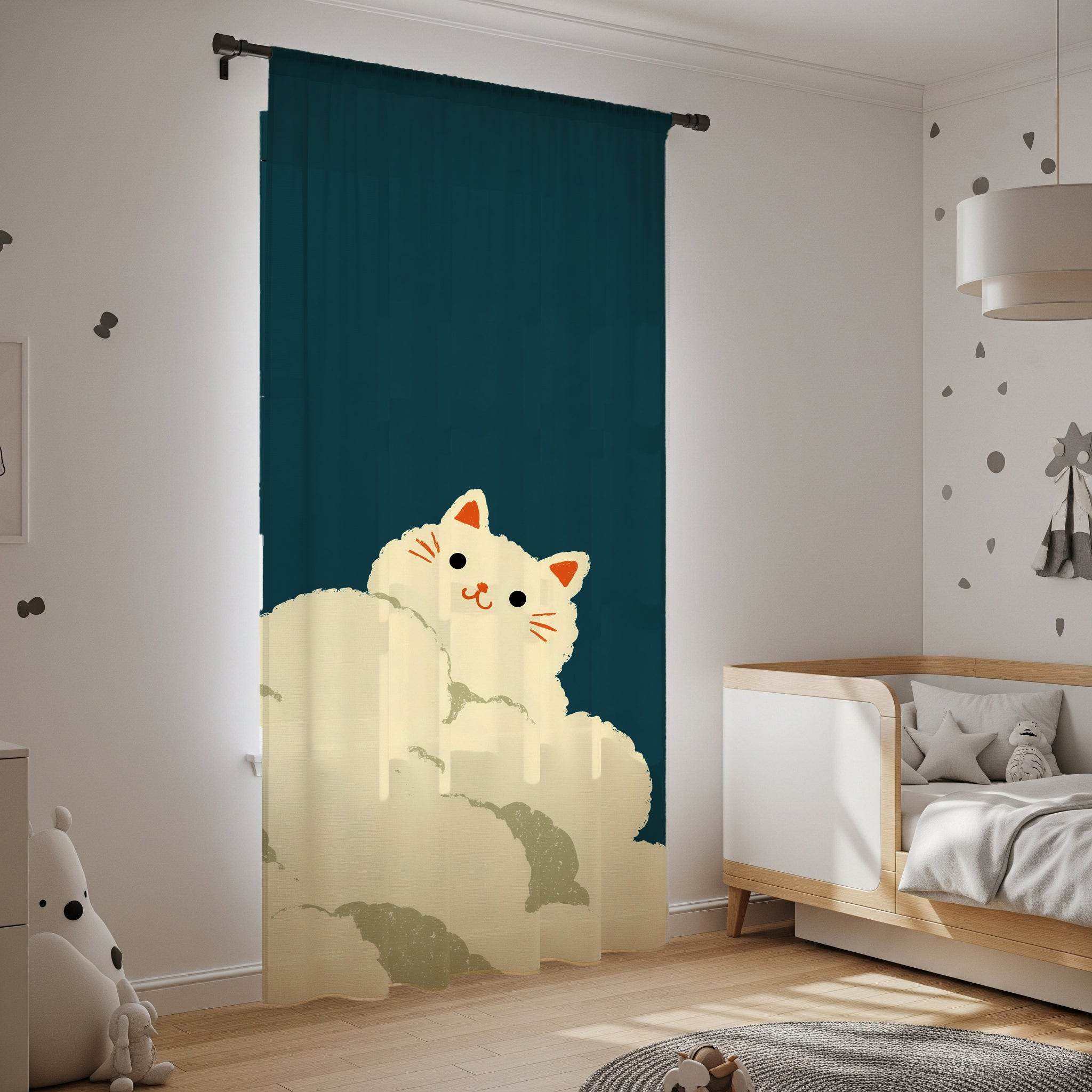 Whimsical Cat Window Curtain, Cute Home Decor, Cat Lover Gift, Nursery Drapes, Pet-Themed Curtains, Playful Room Accessory - Home Decor -