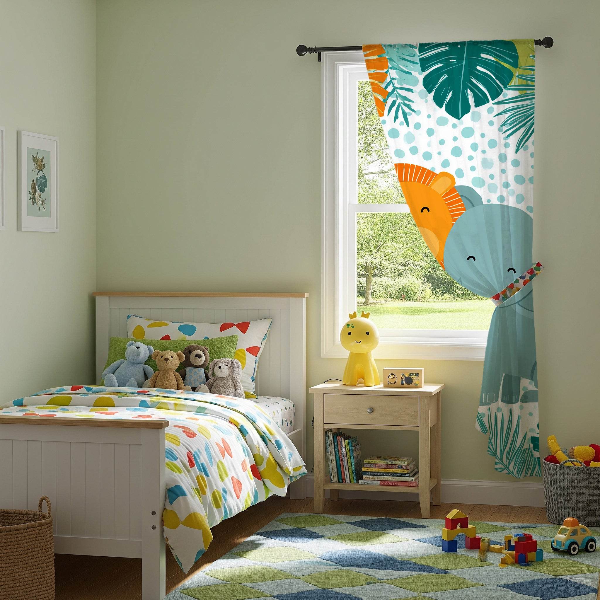 Adorable Animal Curtains, Kids Room Decor, Nursery Window Treatments, Jungle Theme, Baby Shower Gift - Home Decor -