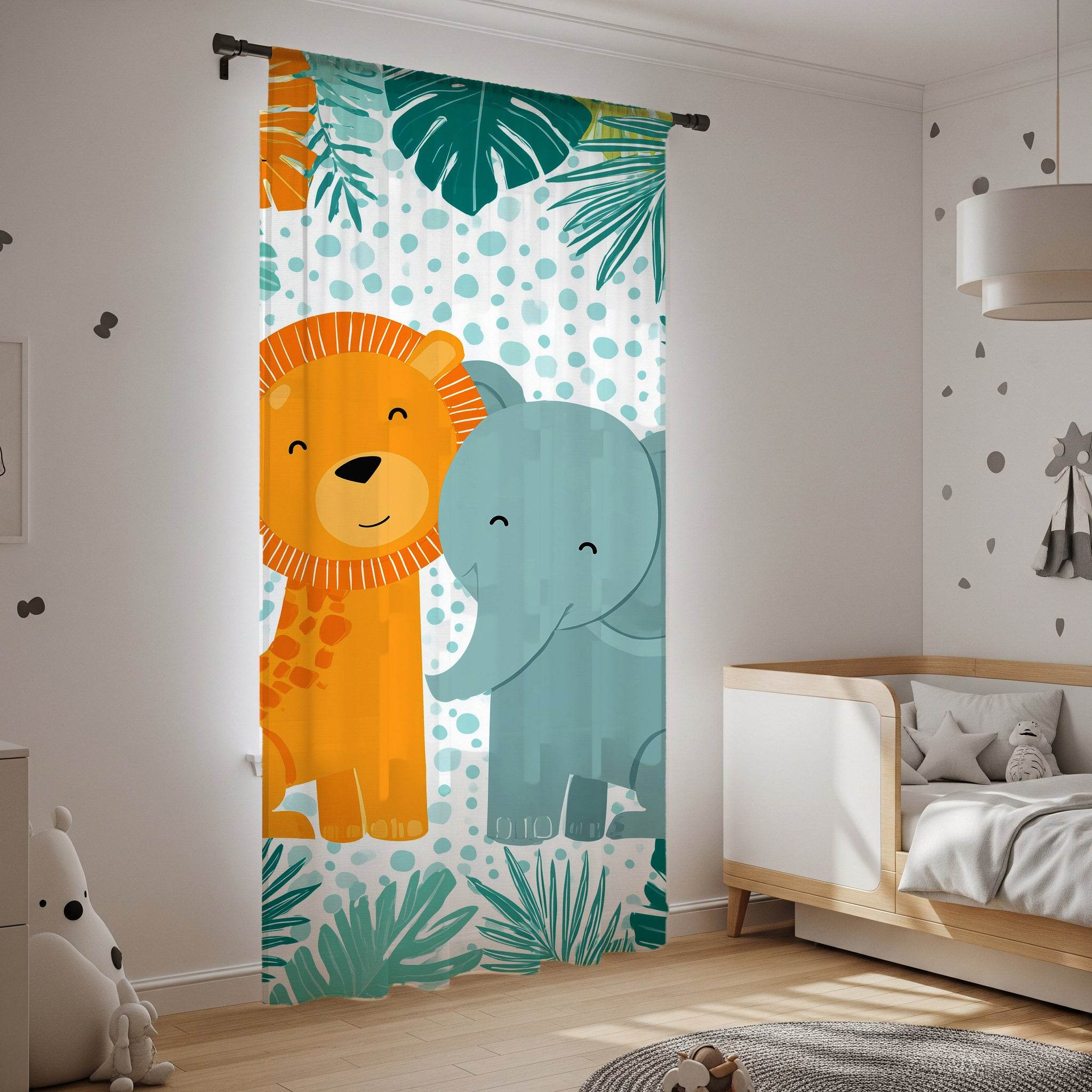 Adorable Animal Curtains, Kids Room Decor, Nursery Window Treatments, Jungle Theme, Baby Shower Gift - Home Decor -