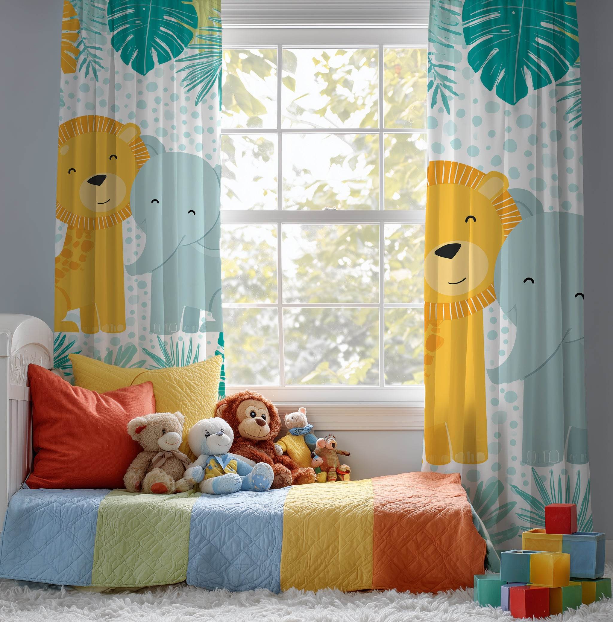 Adorable Animal Curtains, Kids Room Decor, Nursery Window Treatments, Jungle Theme, Baby Shower Gift - Home Decor -