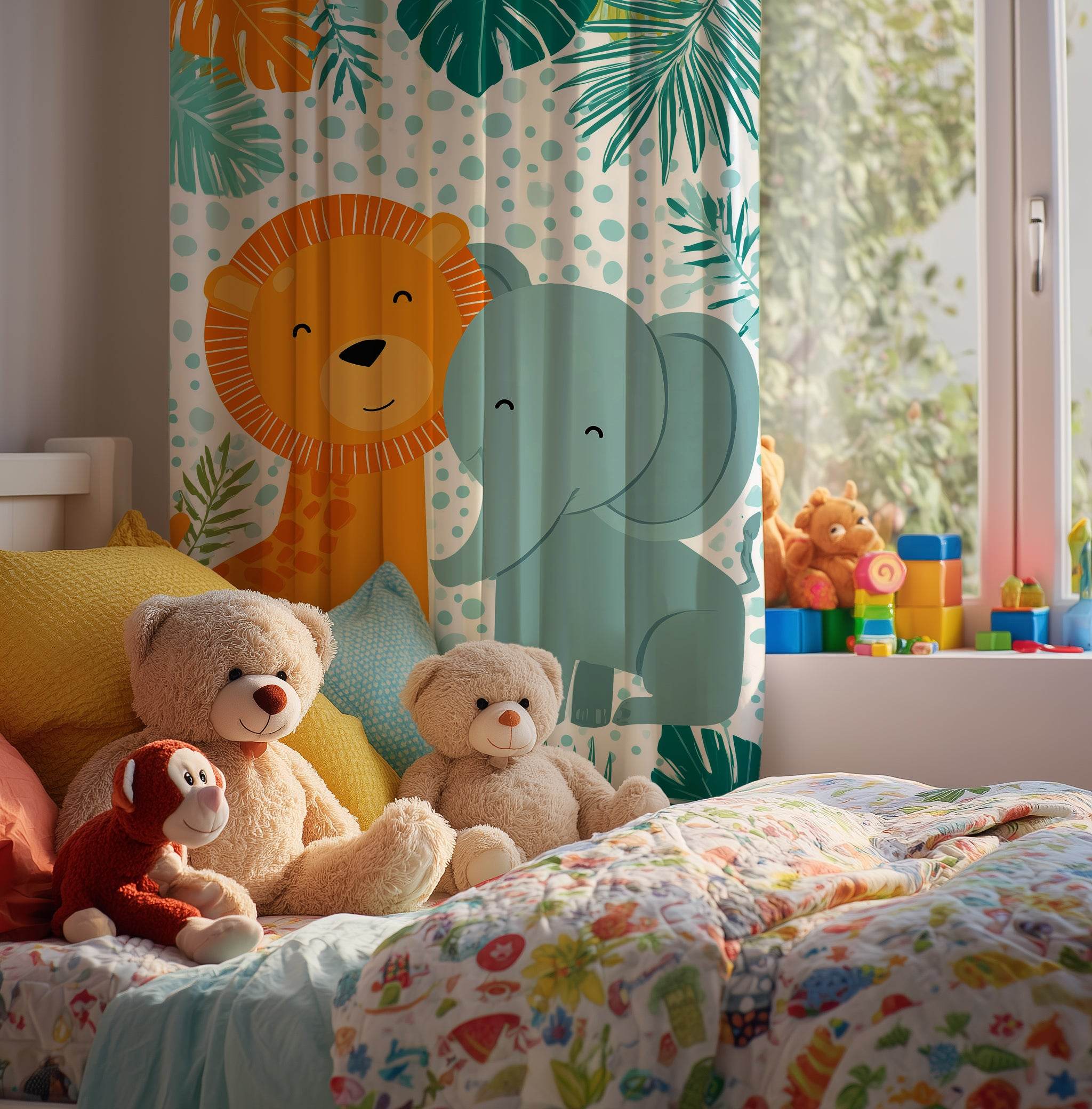 Adorable Animal Curtains, Kids Room Decor, Nursery Window Treatments, Jungle Theme, Baby Shower Gift - Home Decor -