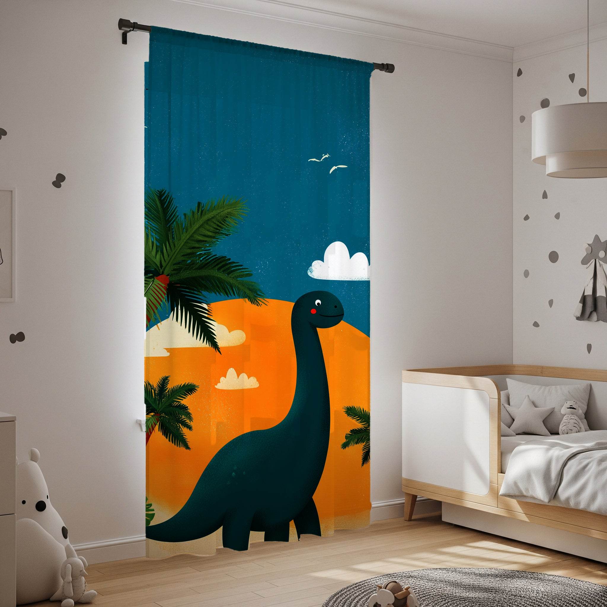Dinosaur-Inspired Window Curtain, Kids Room Decor, Nursery Drapes, Playroom Curtains, Fun Home Accessories - Home Decor -