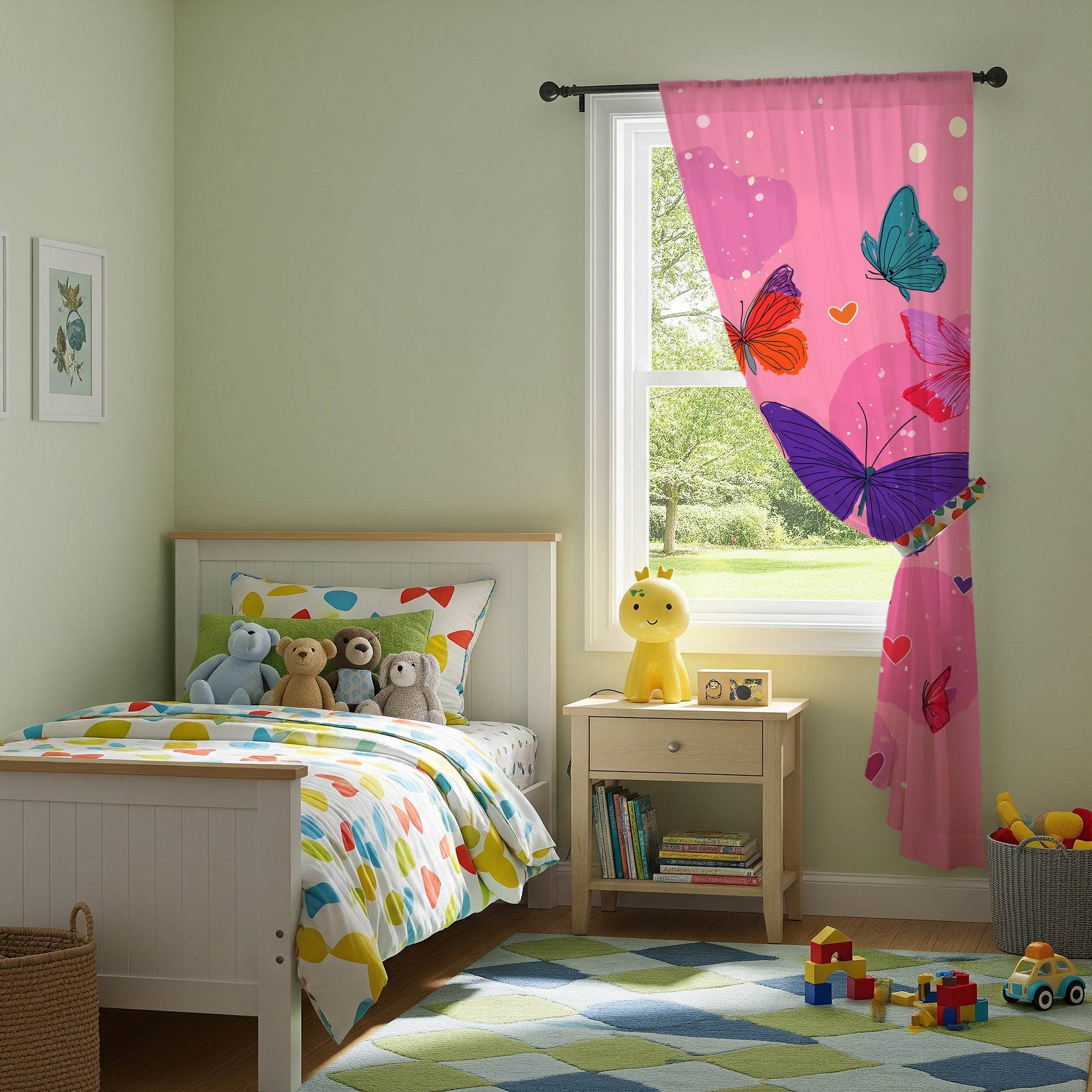 Butterfly Dream Window Curtain - Colorful Home Decor, Floral Bedroom Accent, Kids Room, Birthday Gift, Brighten Your Space - Home Decor -