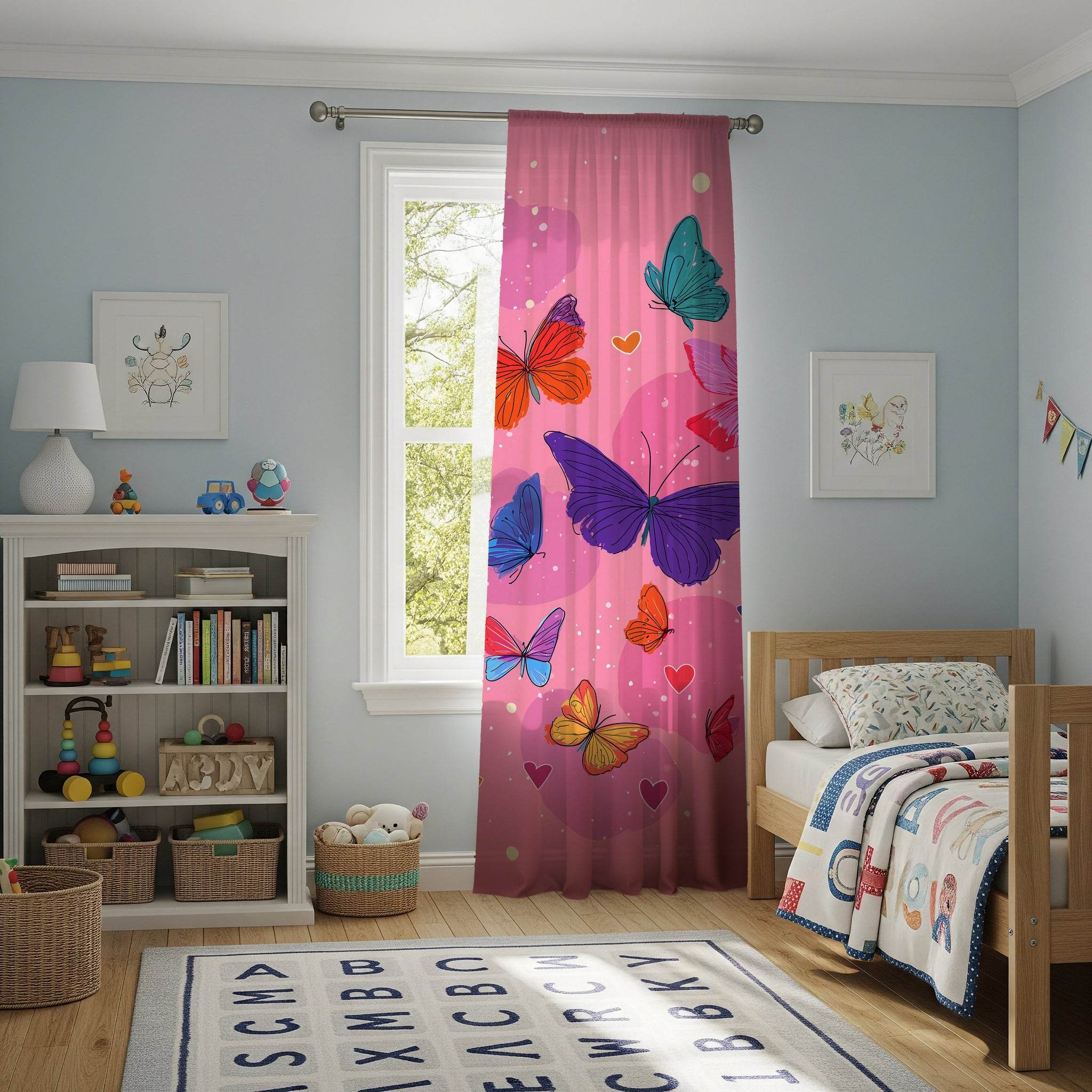 Butterfly Dream Window Curtain - Colorful Home Decor, Floral Bedroom Accent, Kids Room, Birthday Gift, Brighten Your Space - Home Decor -