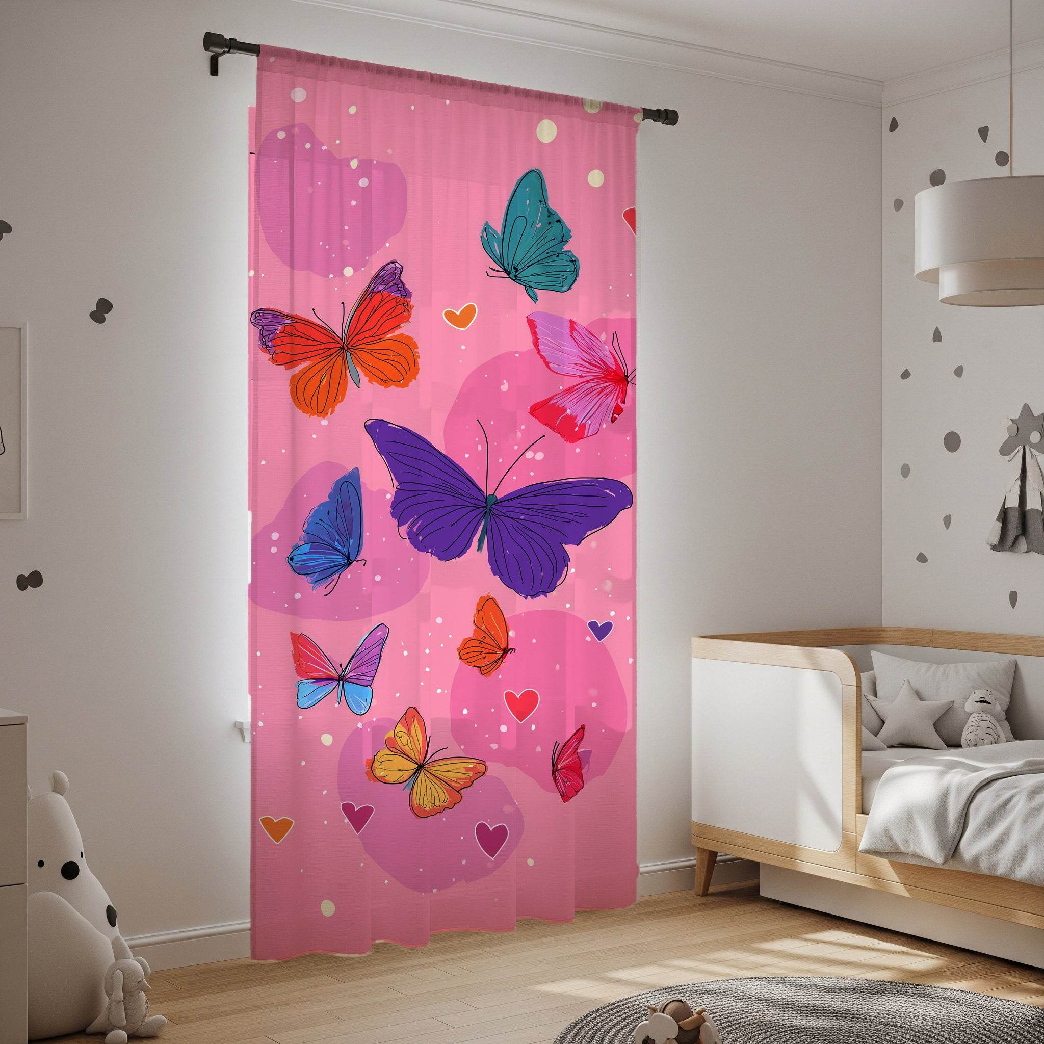 Butterfly Dream Window Curtain - Colorful Home Decor, Floral Bedroom Accent, Kids Room, Birthday Gift, Brighten Your Space - Home Decor -