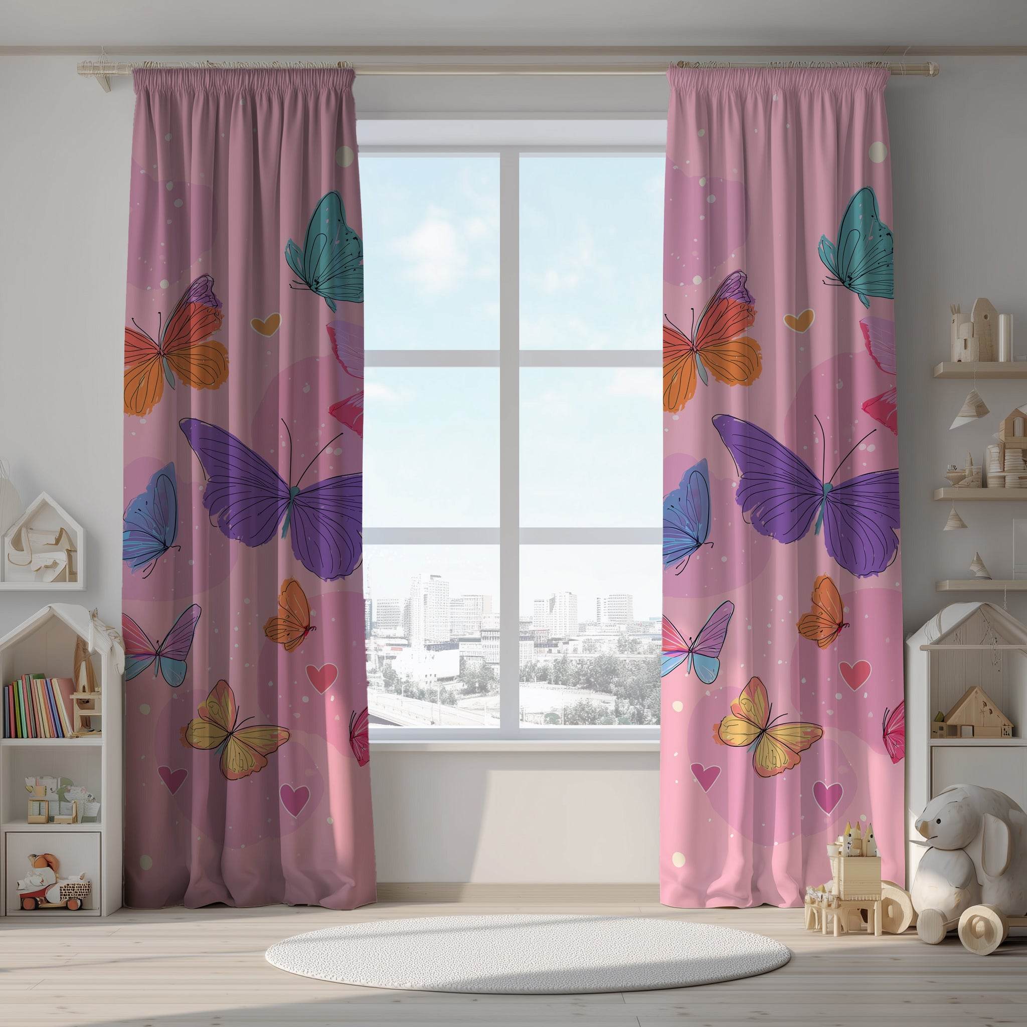 Butterfly Dream Window Curtain - Colorful Home Decor, Floral Bedroom Accent, Kids Room, Birthday Gift, Brighten Your Space - Home Decor -