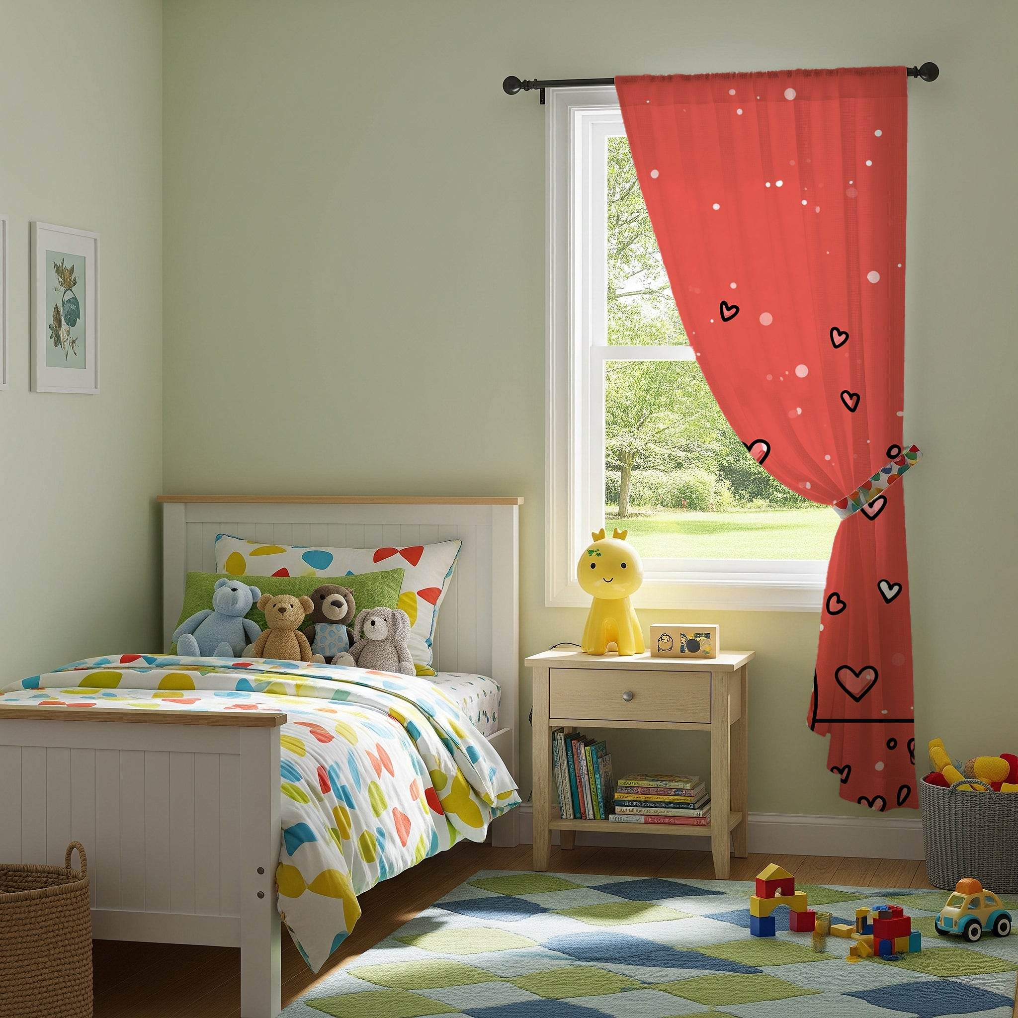 Cute Cat Love Window Curtain, Adorable Home Decor, Cat Lovers Gift, Cozy Living Space Accessory, Valentine's Day Decoration - Home Decor -