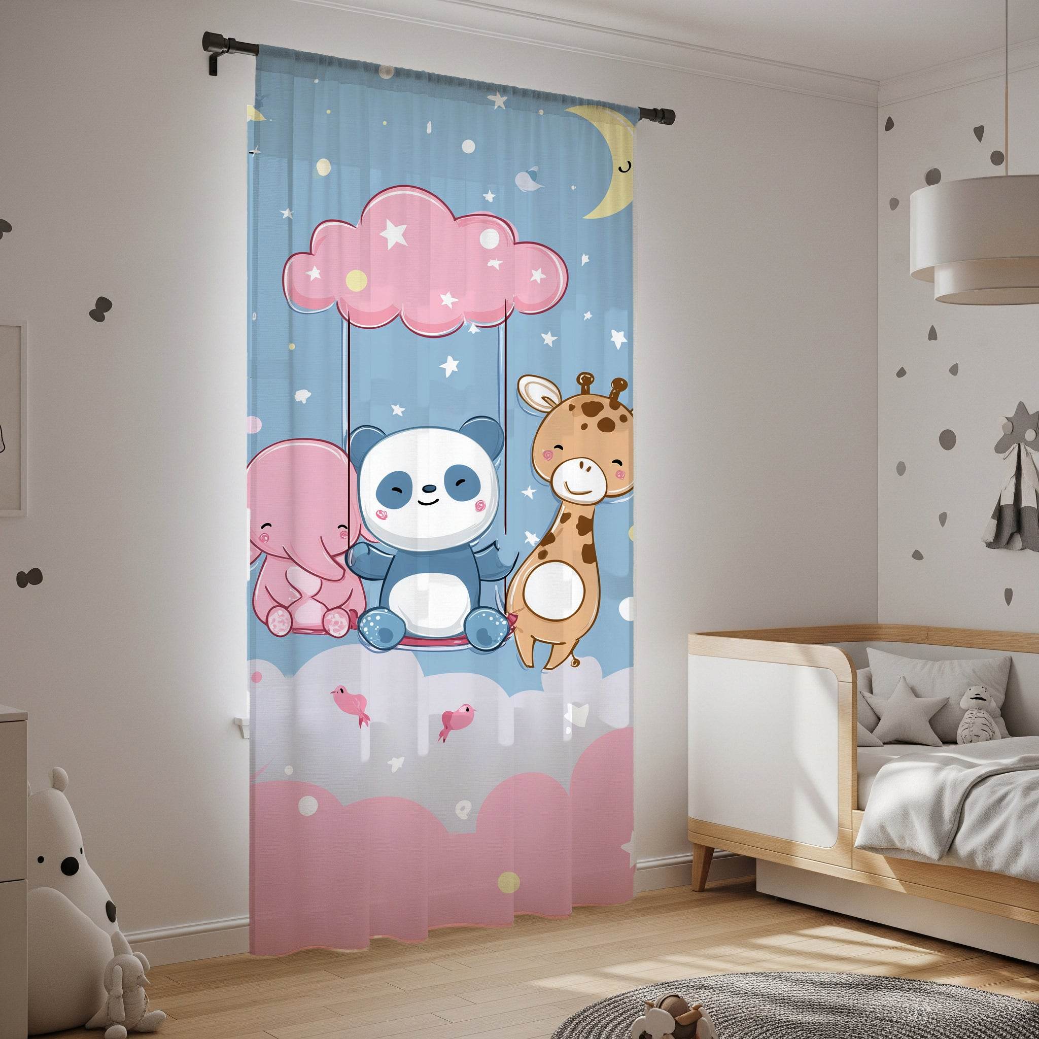 Cute Animal Nursery Window Curtain - Kids Room Decor, Playroom Drapes, Baby Shower Gift, Animal Print Curtains, Whimsical Home Accents - Home Decor -