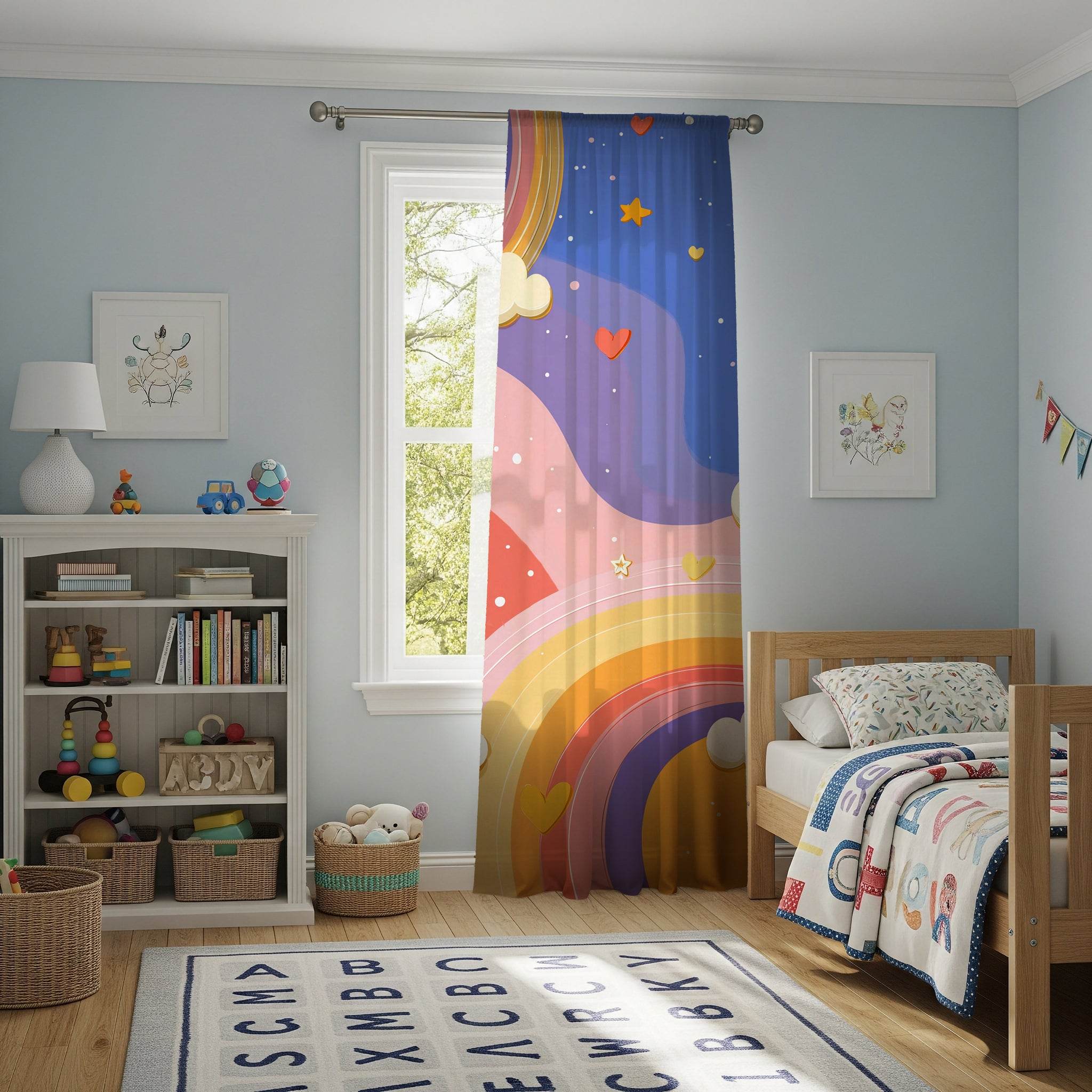 Colorful Rainbow Window Curtain, Cheerful Home Decor, Kids Room, Nursery Curtains, Living Room Window Treatment, Gift Idea - Home Decor -