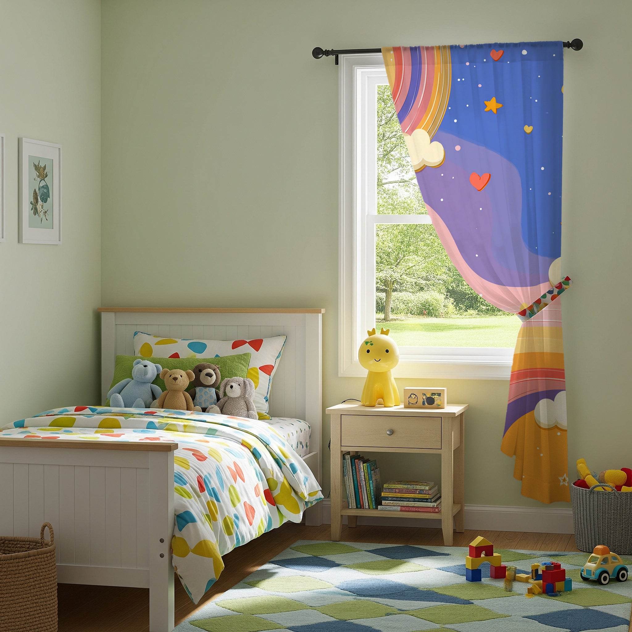 Colorful Rainbow Window Curtain, Cheerful Home Decor, Kids Room, Nursery Curtains, Living Room Window Treatment, Gift Idea - Home Decor -