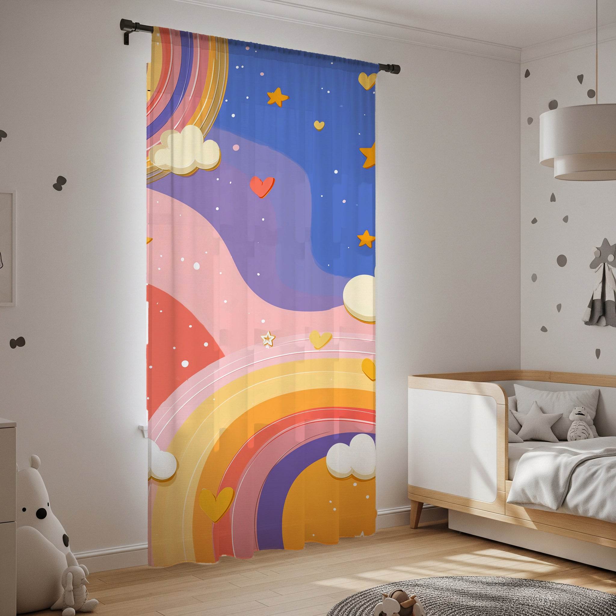 Colorful Rainbow Window Curtain, Cheerful Home Decor, Kids Room, Nursery Curtains, Living Room Window Treatment, Gift Idea - Home Decor -