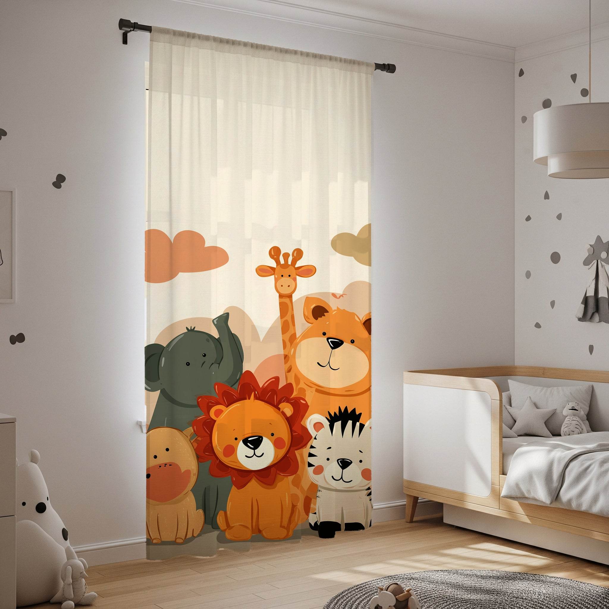 Whimsical Animal Print Window Curtain, Nursery Decor, Kids Room, Playroom, Jungle Theme, Gift - Home Decor -