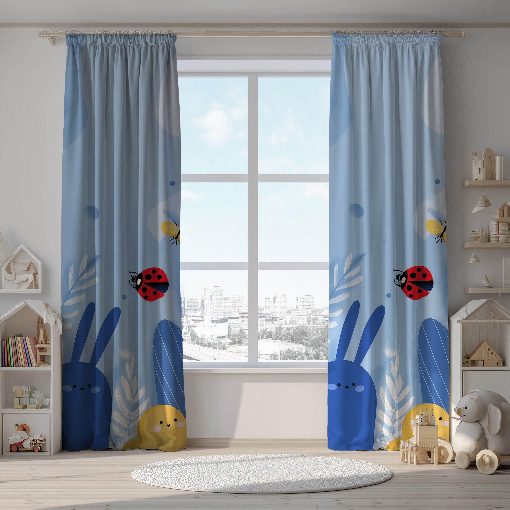 Whimsical Animal-Themed Window Curtain for Playful Spaces, Kids Room Decor, Nursery Drapes, Colorful Light Filters, Cute Animal Print - Home Decor -