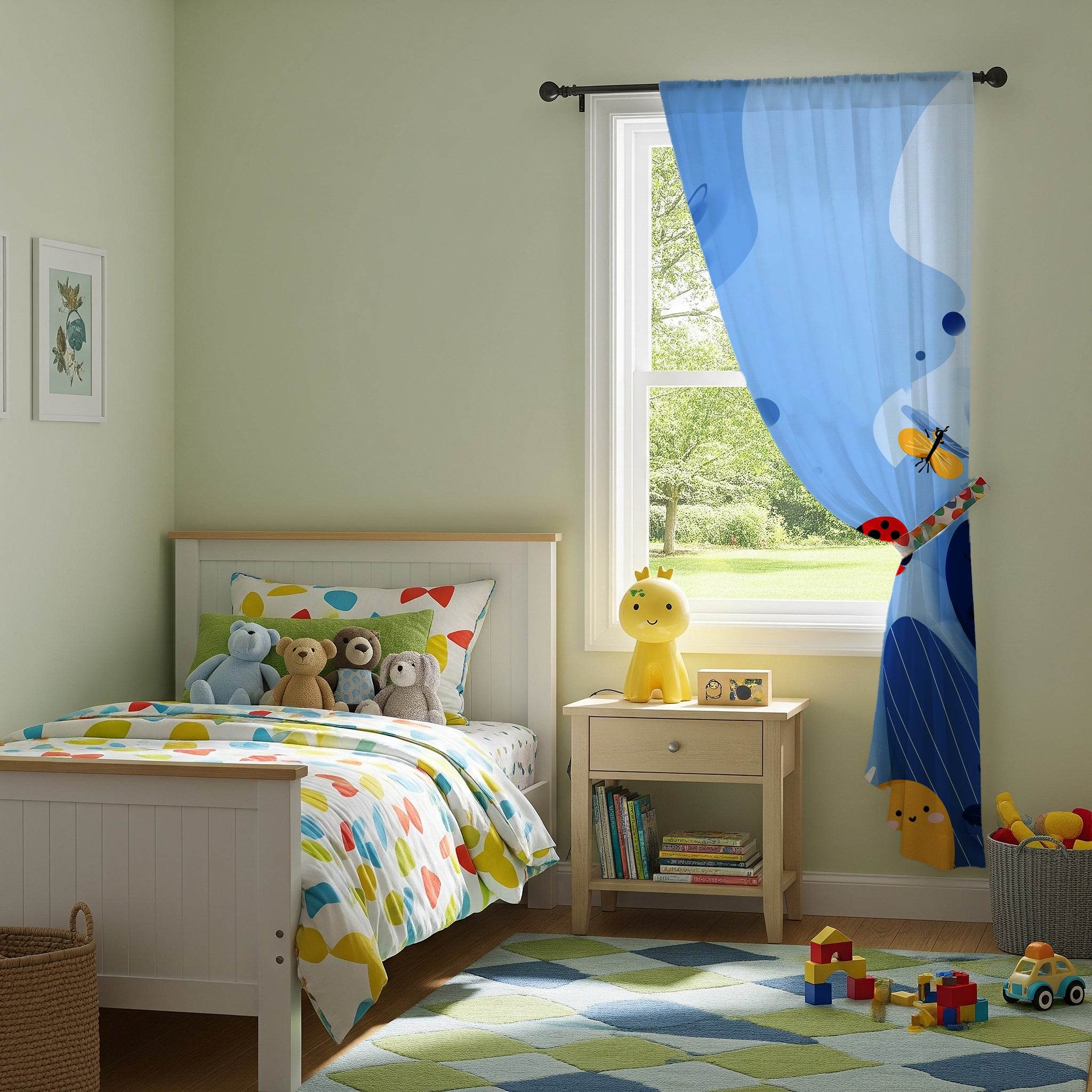 Whimsical Animal-Themed Window Curtain for Playful Spaces, Kids Room Decor, Nursery Drapes, Colorful Light Filters, Cute Animal Print - Home Decor -