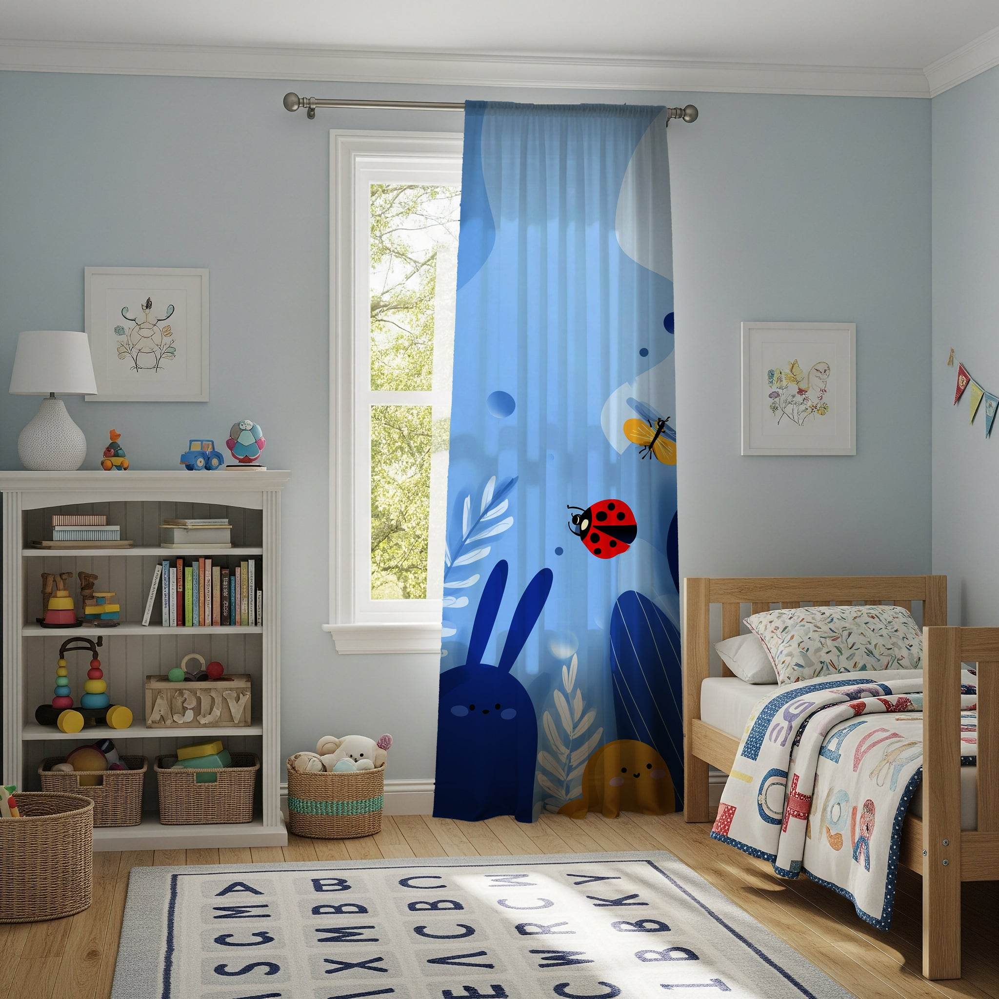 Whimsical Animal-Themed Window Curtain for Playful Spaces, Kids Room Decor, Nursery Drapes, Colorful Light Filters, Cute Animal Print - Home Decor -