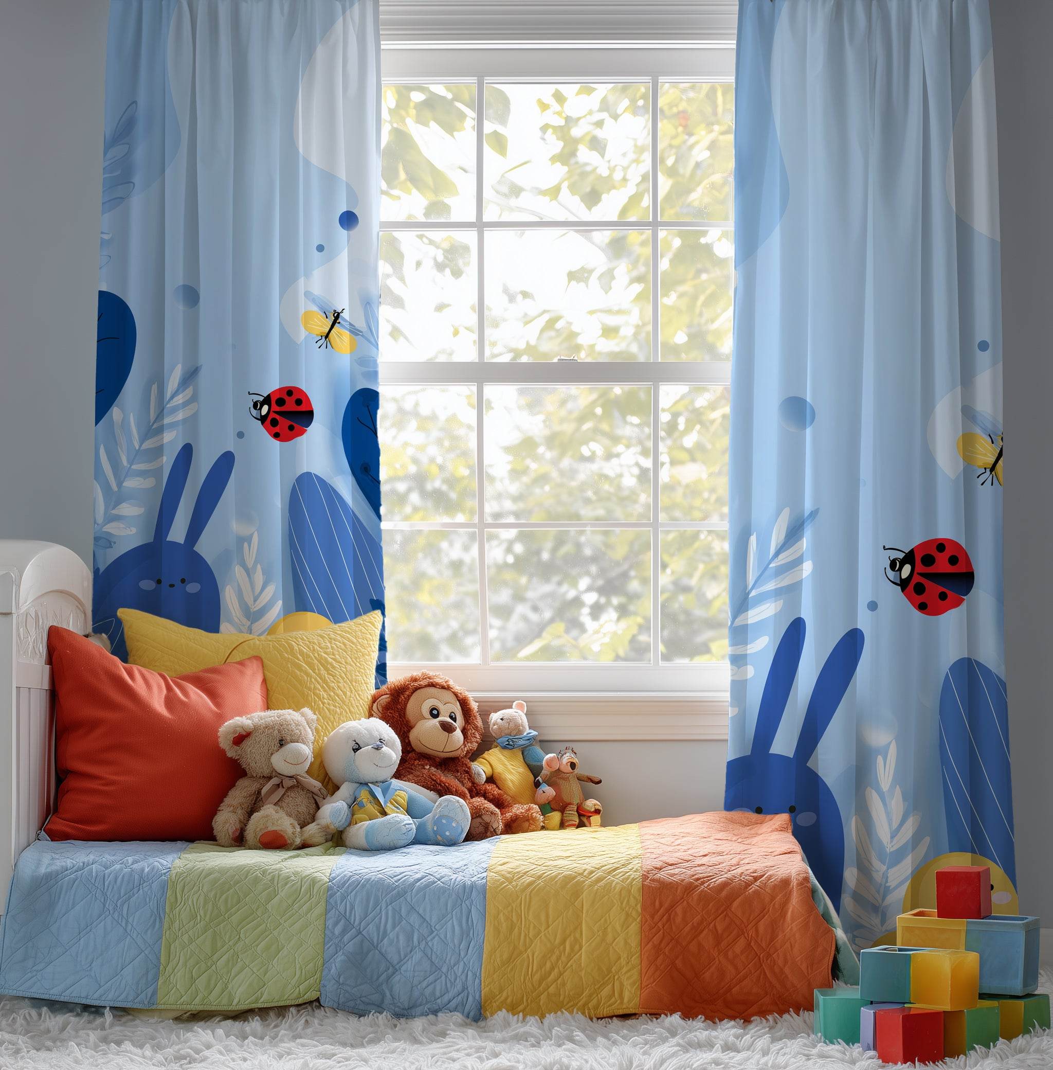 Whimsical Animal-Themed Window Curtain for Playful Spaces, Kids Room Decor, Nursery Drapes, Colorful Light Filters, Cute Animal Print - Home Decor -