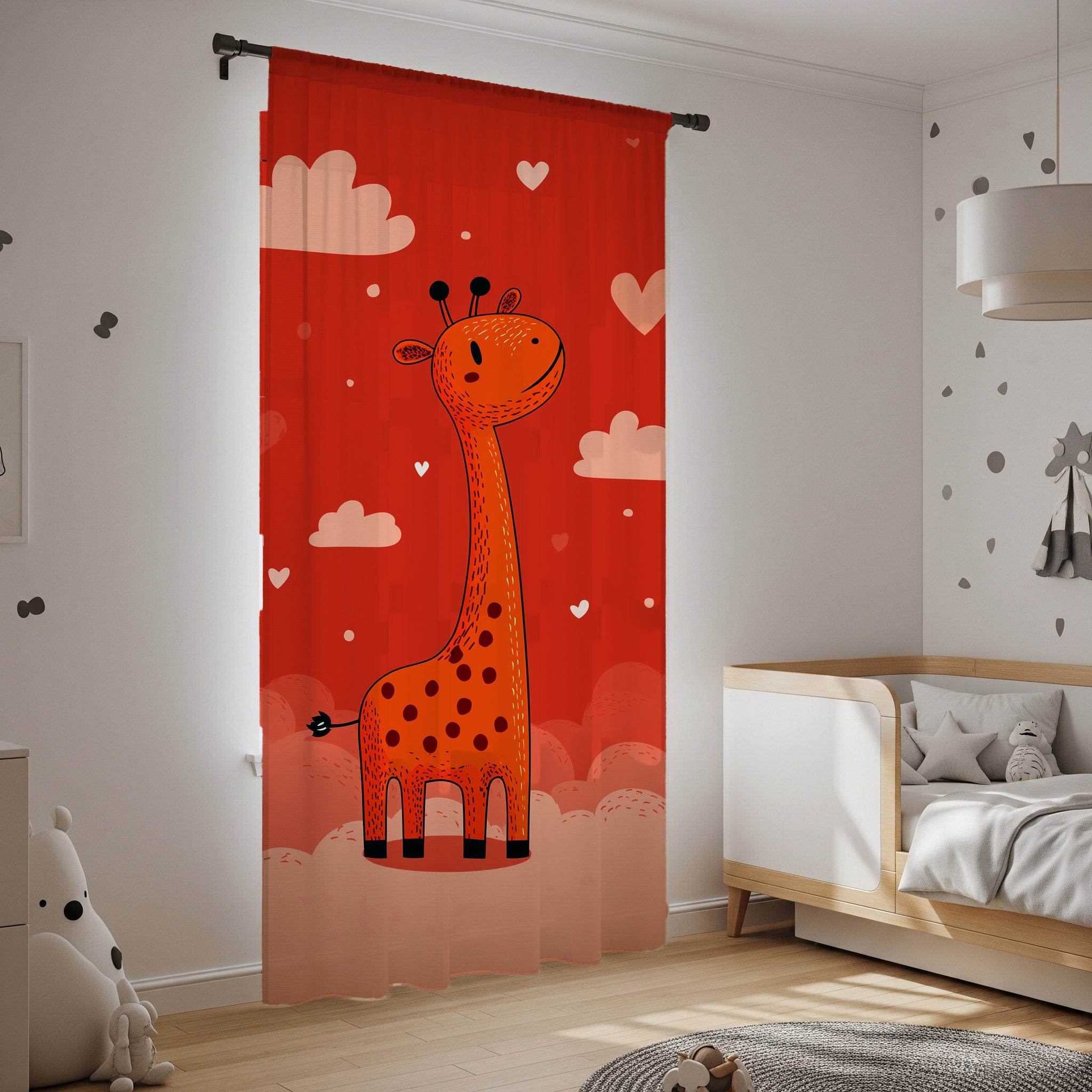 Whimsical Giraffe Window Curtain, Nursery Decor, Kids Room, Playful Home Decor, Gift for Baby Shower, Animal Theme Curtains - Home Decor -