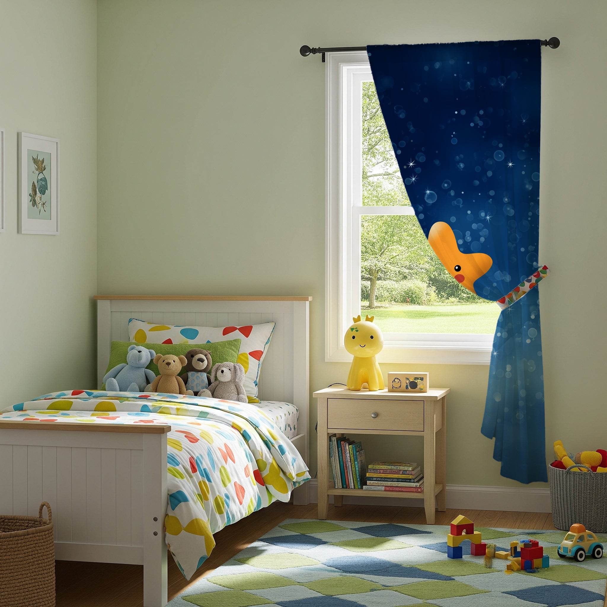 Whimsical Starry Window Curtain | Cute Star Pattern, Child's Room Decor, Nursery Window Treatment, Cozy Home Accent - Home Decor -