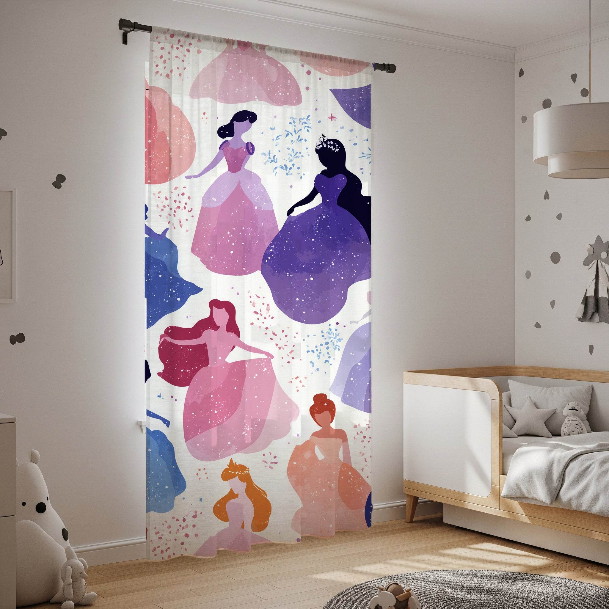 Princess Silhouette Window Curtain, Magical Room Decor, Kids Bedroom, Fairy Tale Theme, Girls Room, Nursery Curtains - Home Decor -