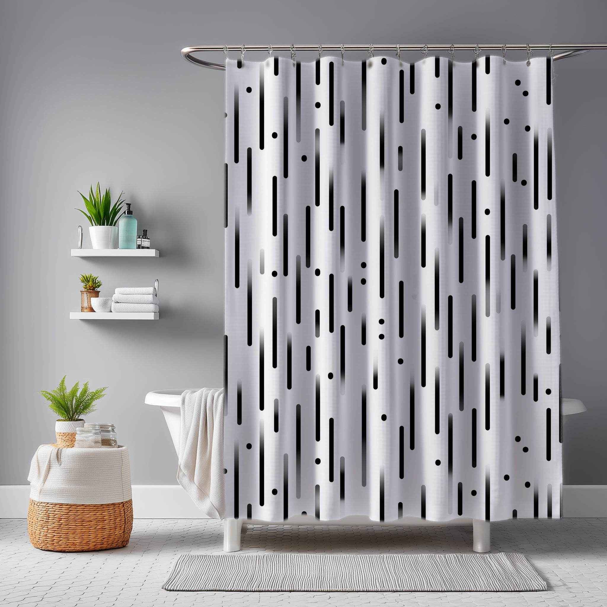 Modern Black & White Shower Curtain