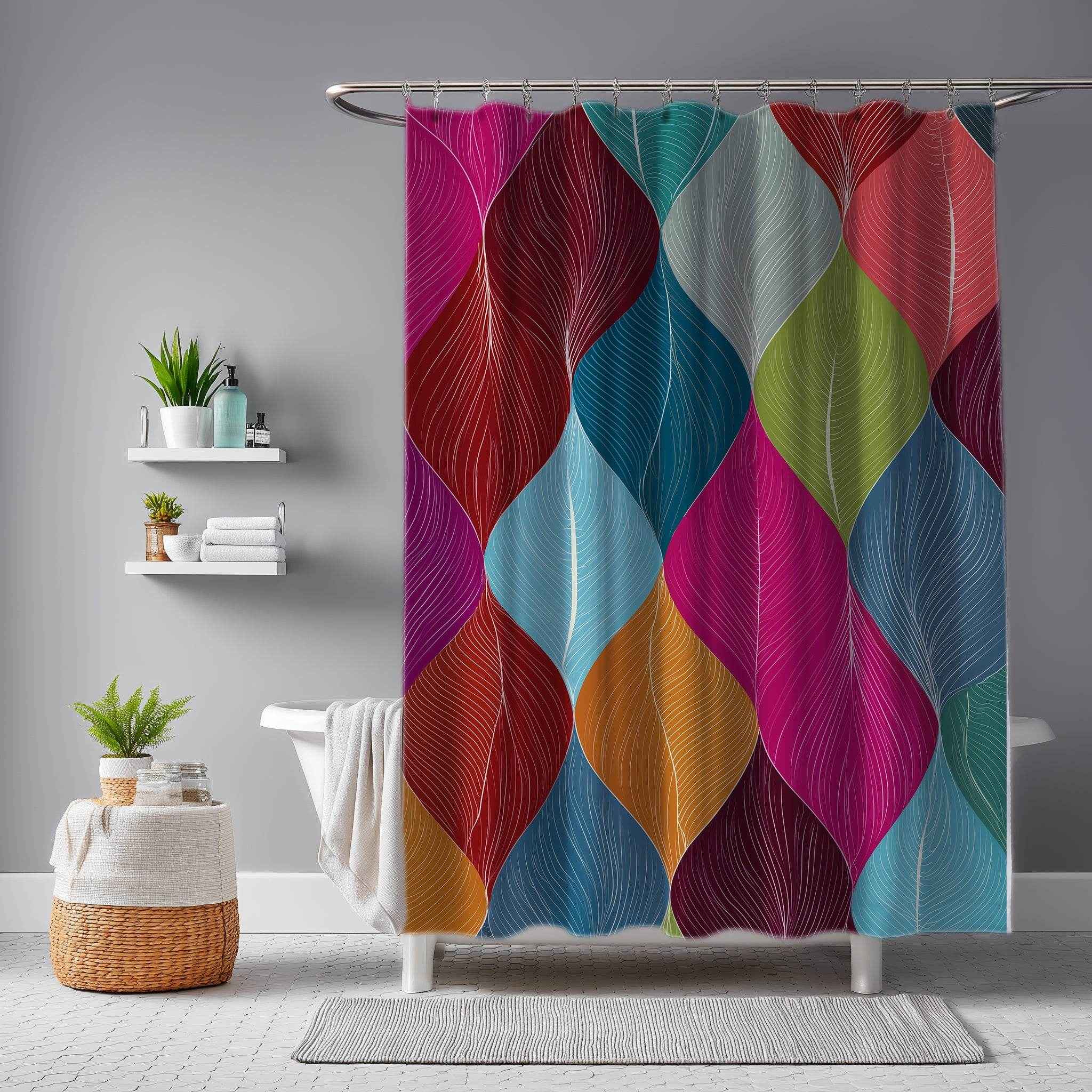 Vibrant Leaf Pattern Shower Curtain