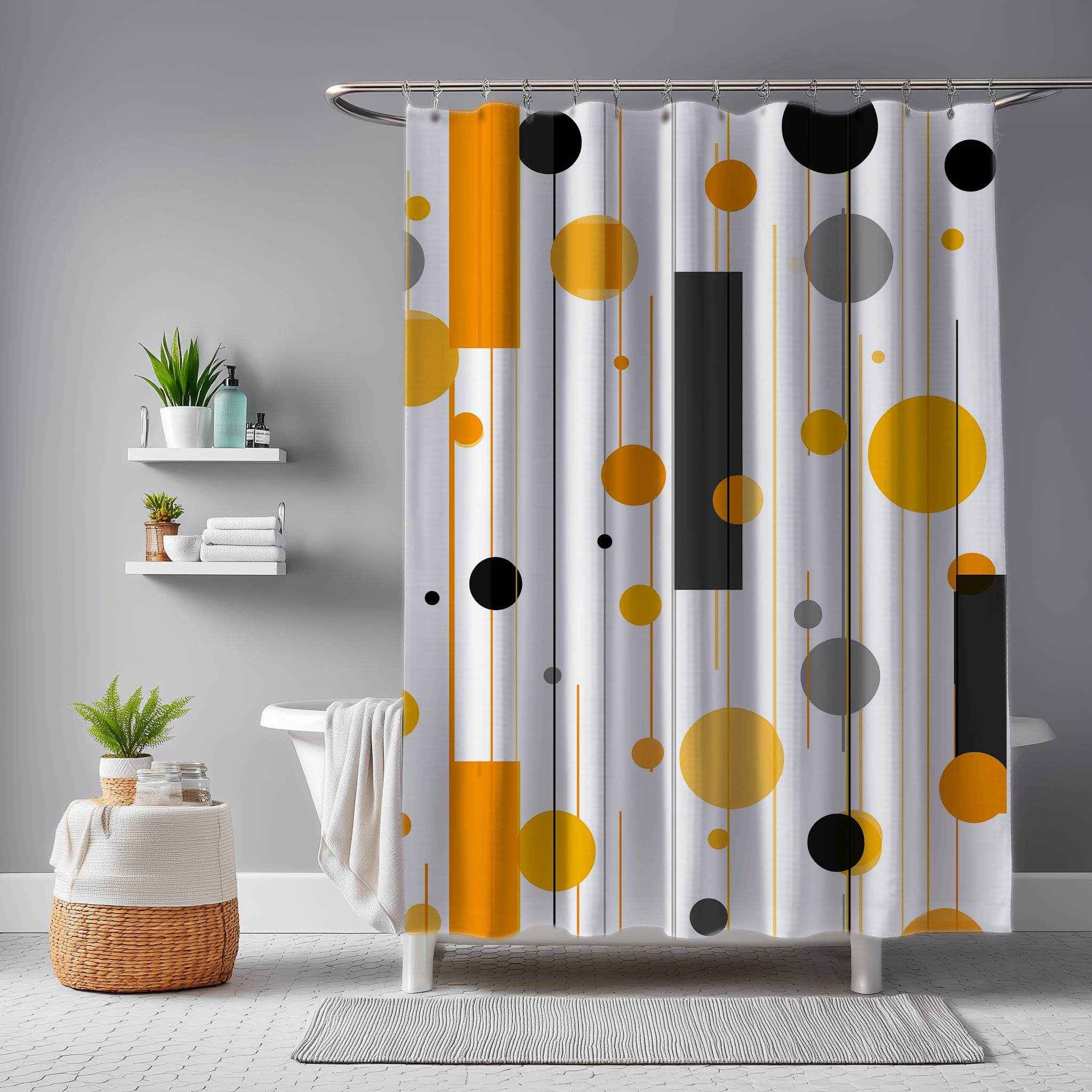 Modern Geometric Yellow & Gray Shower Curtains