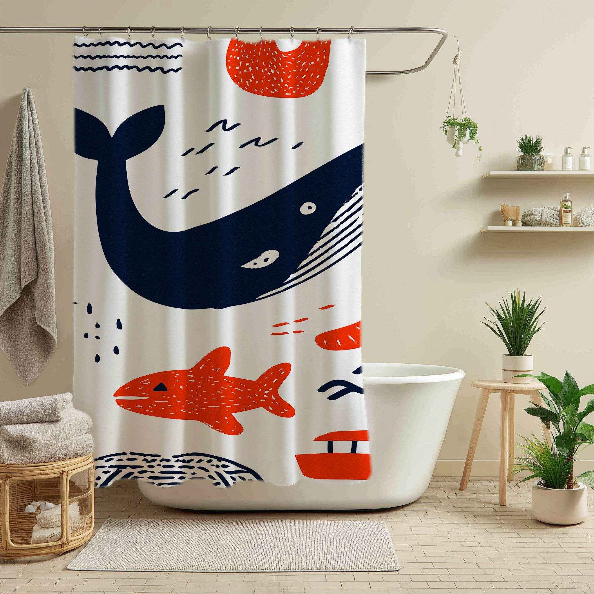 Whimsical Whale Shower Curtain