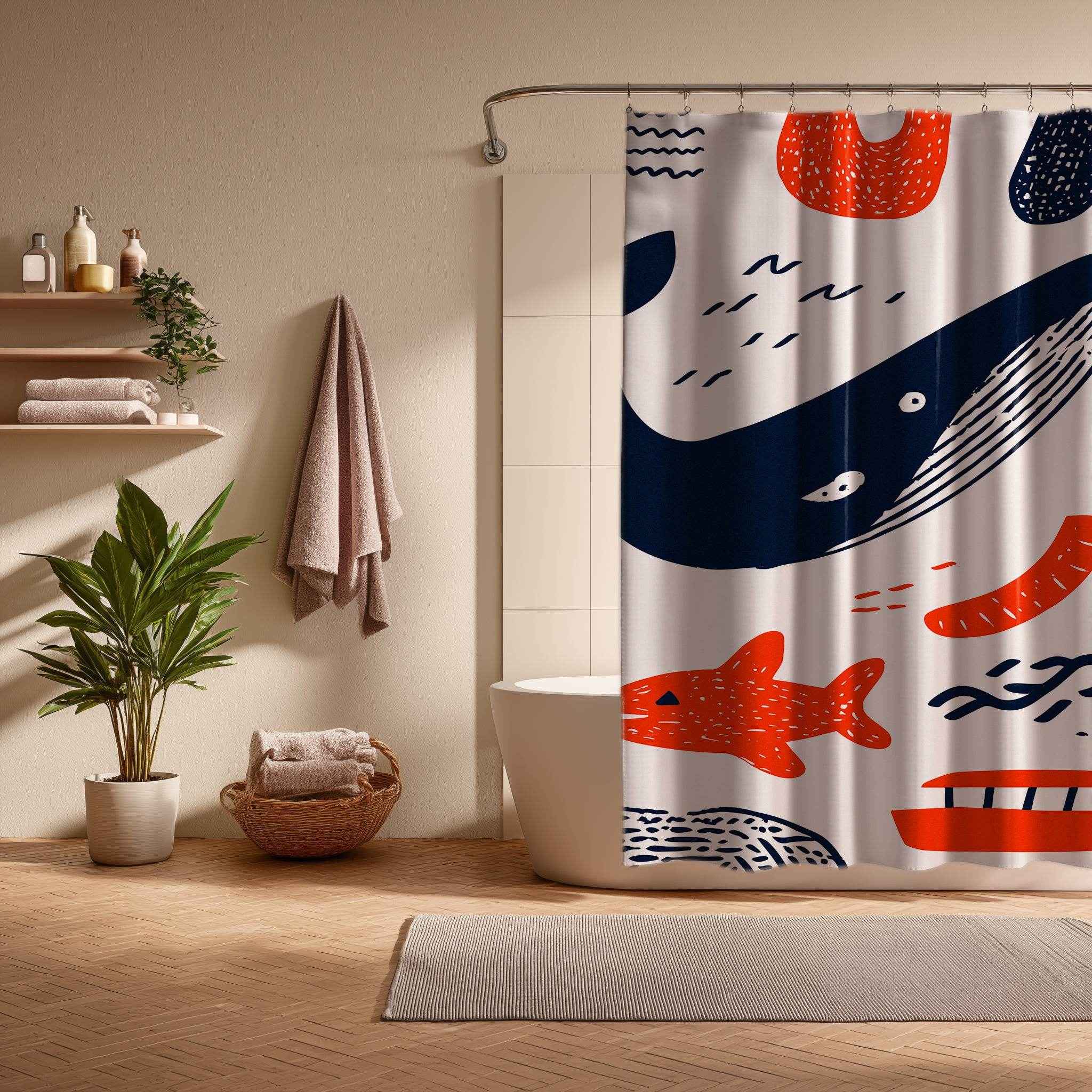 Whimsical Whale Shower Curtain