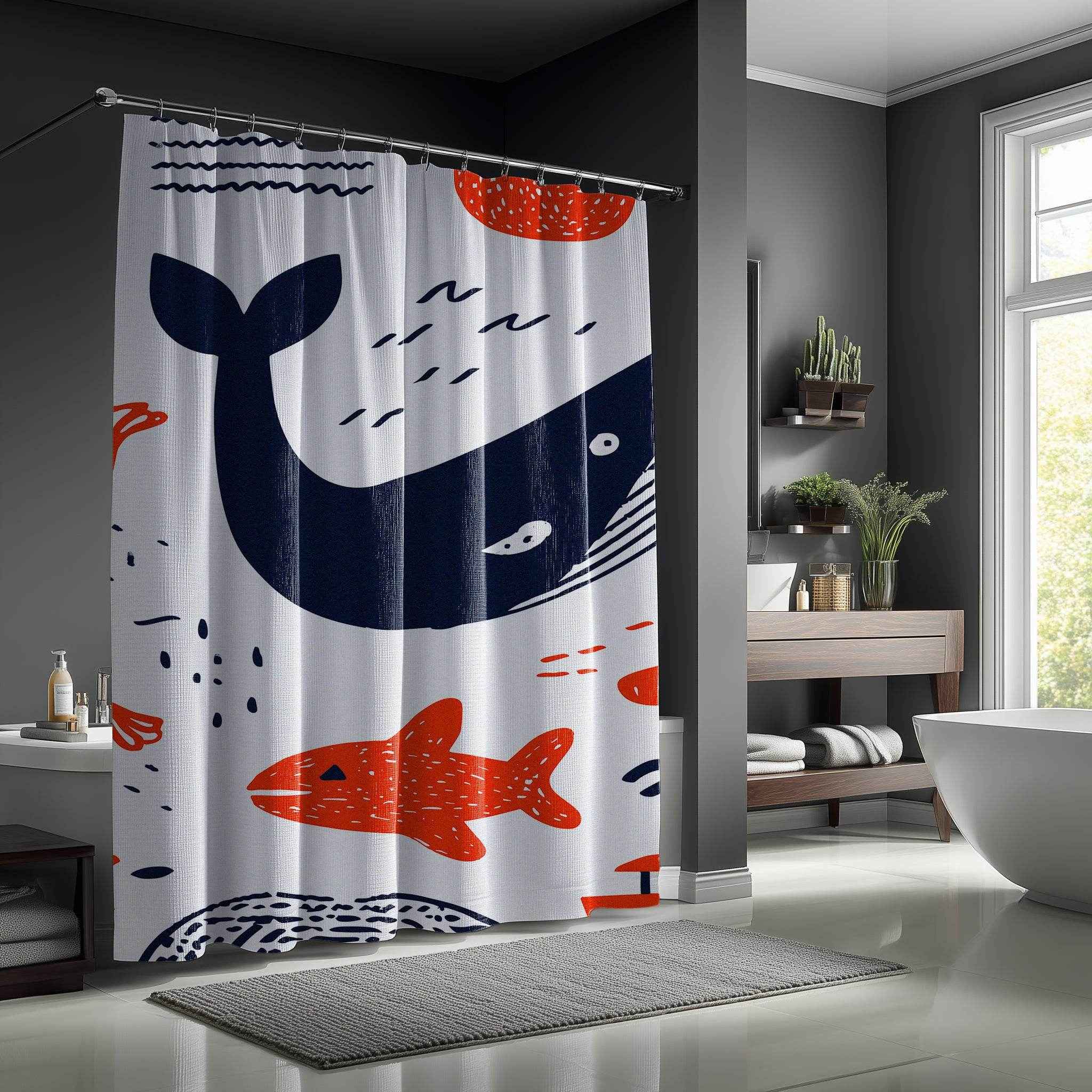 Whimsical Whale Shower Curtain