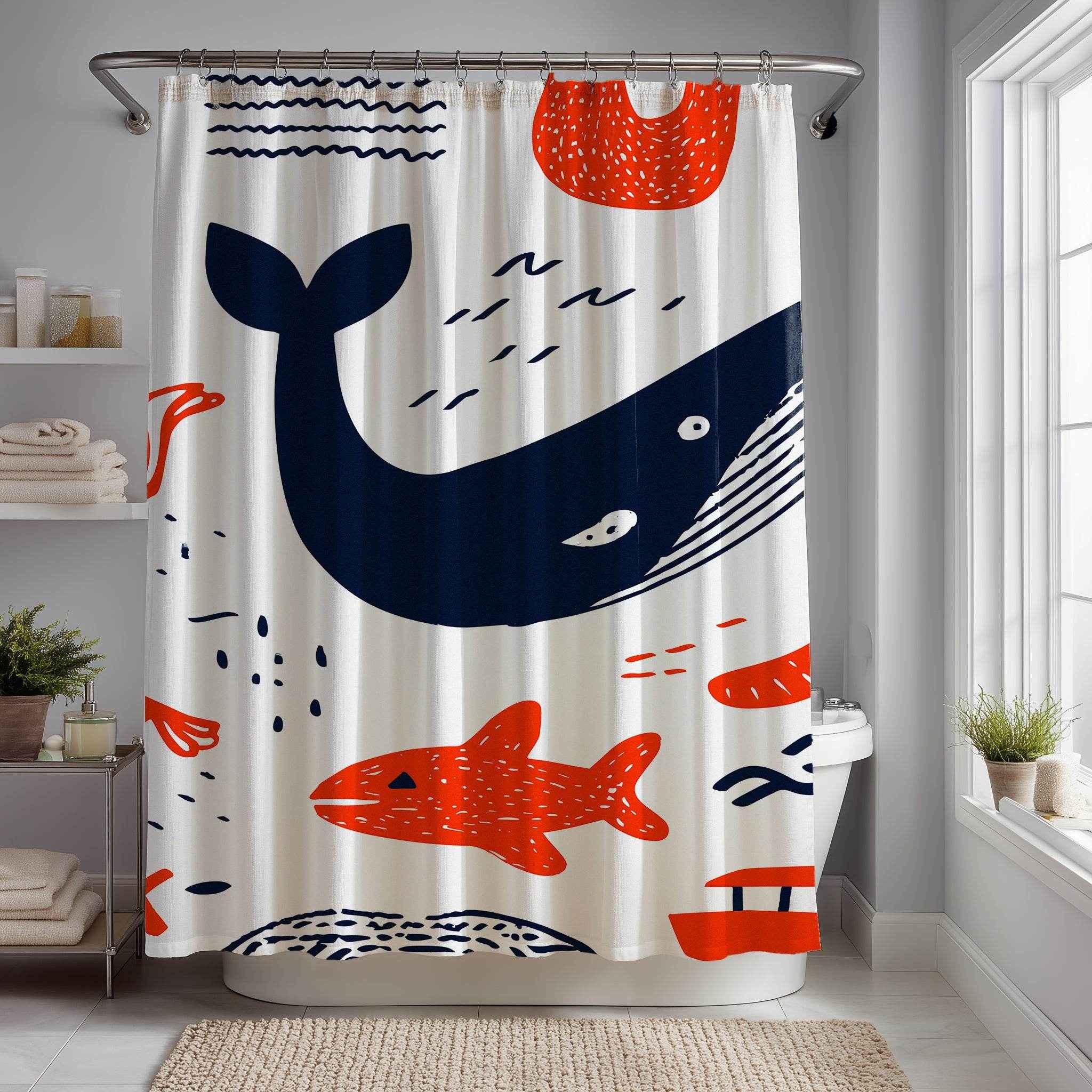 Whimsical Whale Shower Curtain