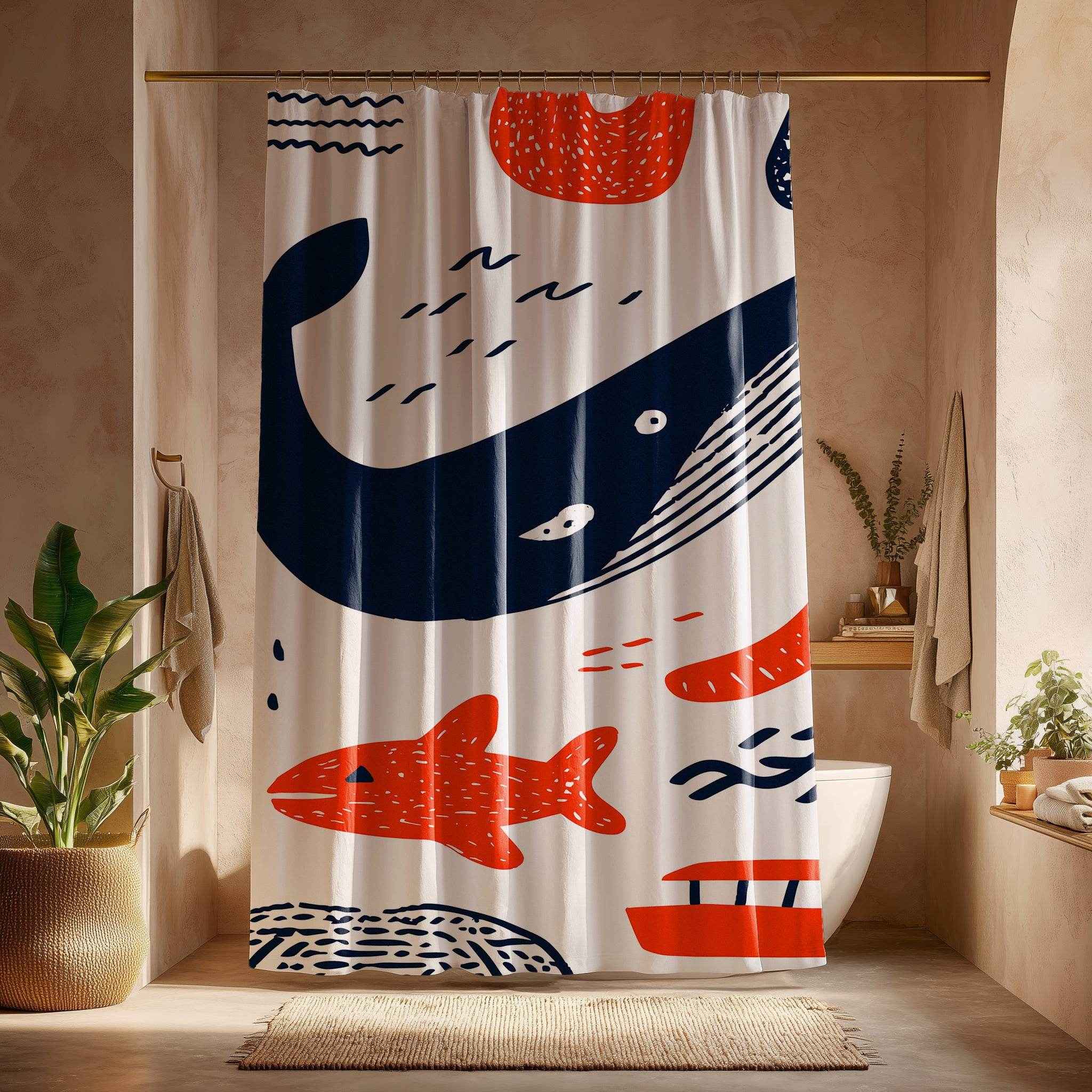 Whimsical Whale Shower Curtain
