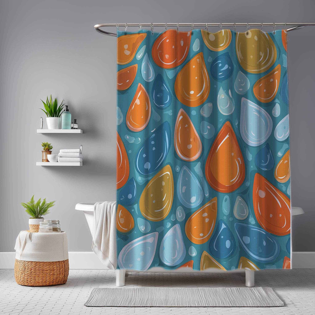 Colorful Drop Pattern Shower Curtain